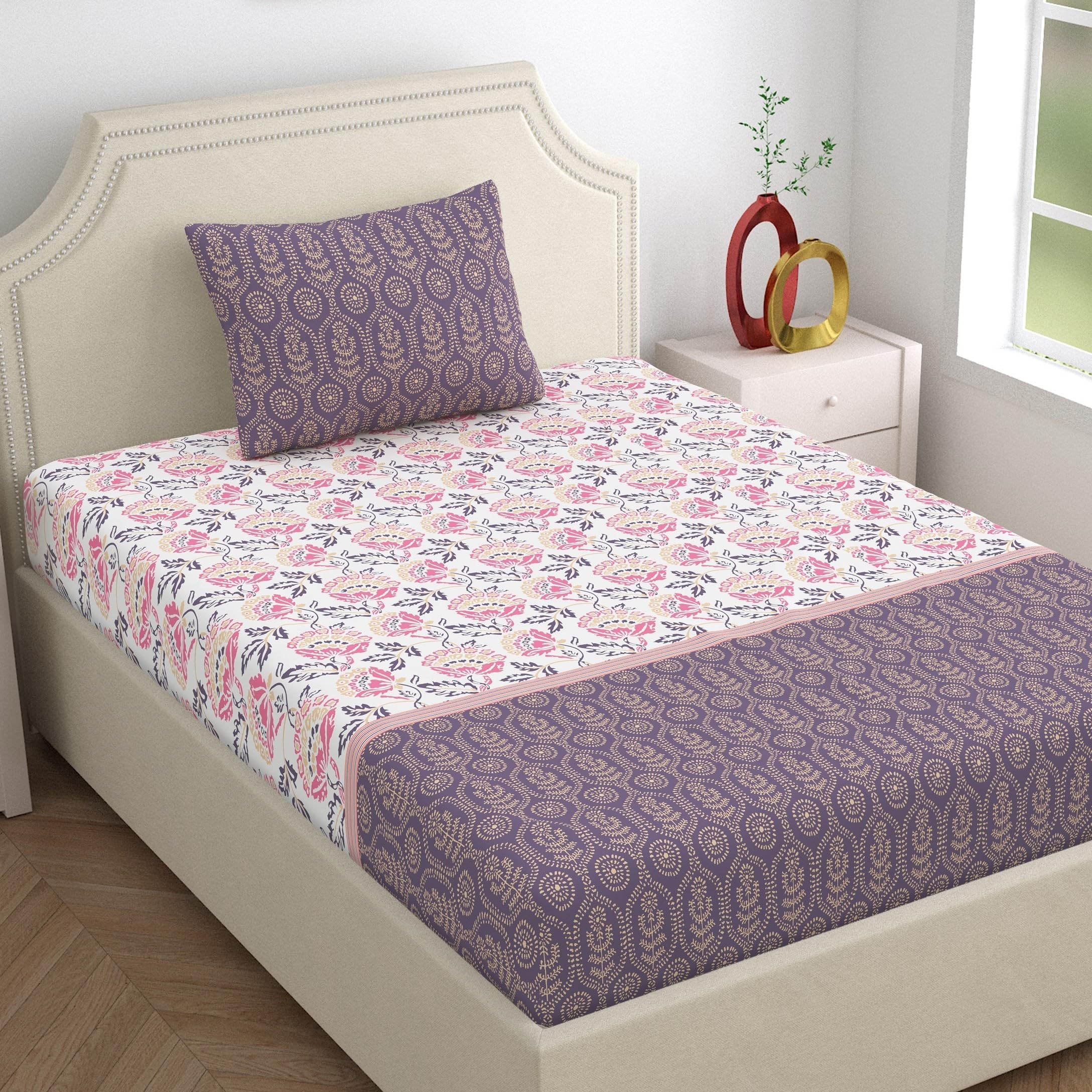 Home Ecstasy King Cotton Bedsheet Set - Light Blue -28