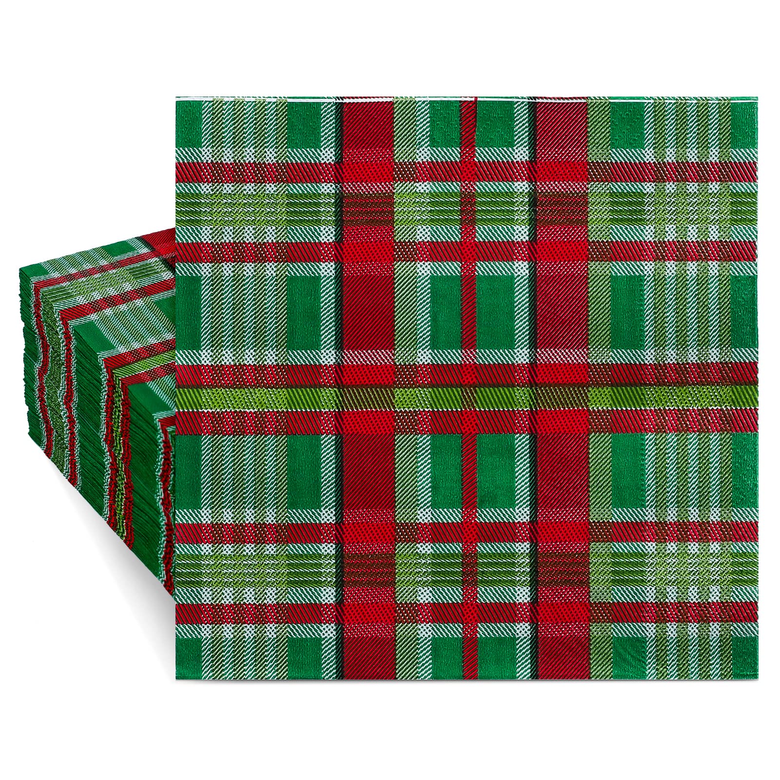 Whaline Weihnachts-Cocktail-Servietten – 50 Stück Rot & Grün, 25,4x25,4 Cm, Festliches Papier