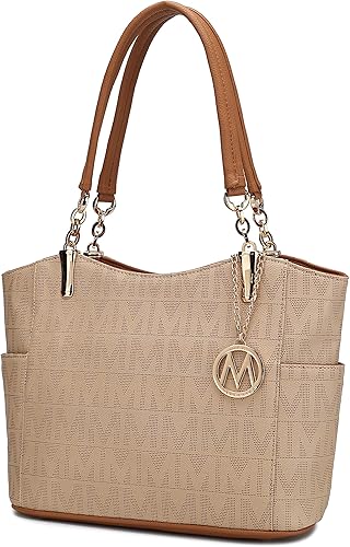 Mia K Collection Bolso de hombro para mujer Bolso de cuero vegano bolso con asa superior bolso para mujeres Braylee Beige, Braylee Black, Borgoña