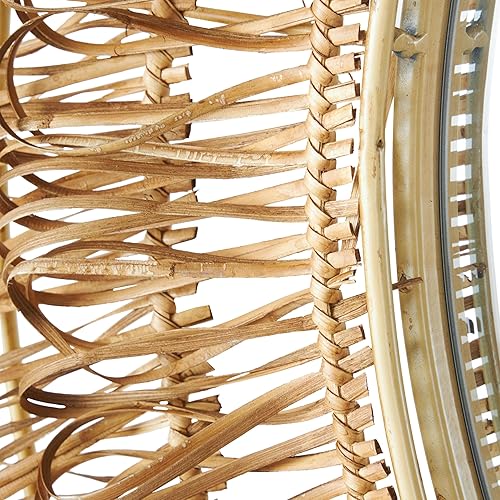 Vista 5 de Deco 79 Espejo de pared de ratán hecho a mano, espejo de entrada tejido, espejo montado en la pared 31 x 3 x 31 pulgadas, marrón