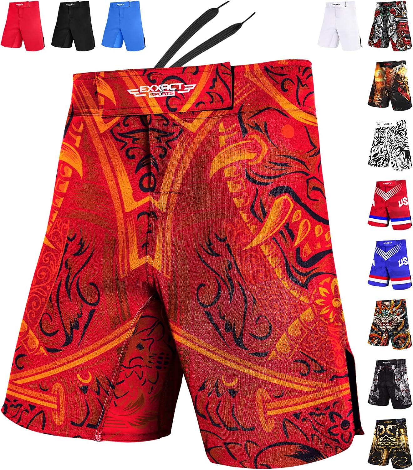 Exxact Sports Pro MMA Shorts, No-Gi BJJ Jiu Jitsu Shorts for Men, Boxing, UFC, Cross Training, Kickboxing & Grappling Shorts