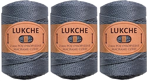 Lukche Cordón de macramé de poliéster de 0.059-0.079 in, 3 madejas (3 x 153 yardas), cuerda de macramé 100% polipropileno de alta calidad, bolsa de