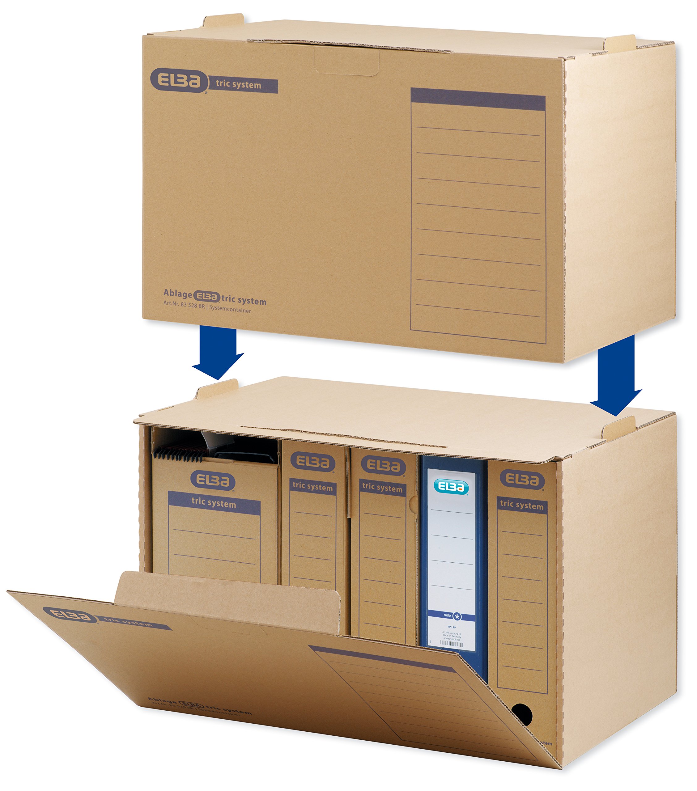 ELBA Systemcontainer, 5 Stück, stapelbar, braun