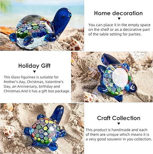 Miniatura 15 de EUSTUMA Figura de flor de vidrio soplado a mano, pisapapeles de vidrio para regalo de cumpleaños Papel colorido de la ciudad