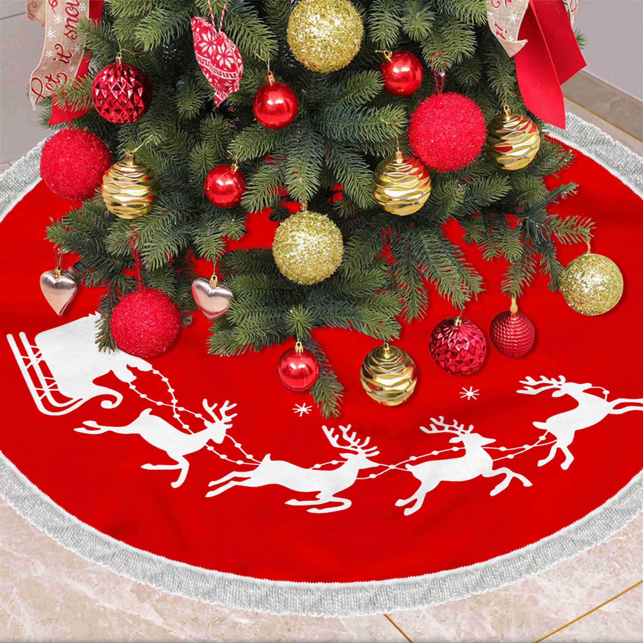 Chickwin Gonna Per Albero Di Natale In Peluche 90cm | Tappeto Rosso Con Decorazioni Incluse | Natale