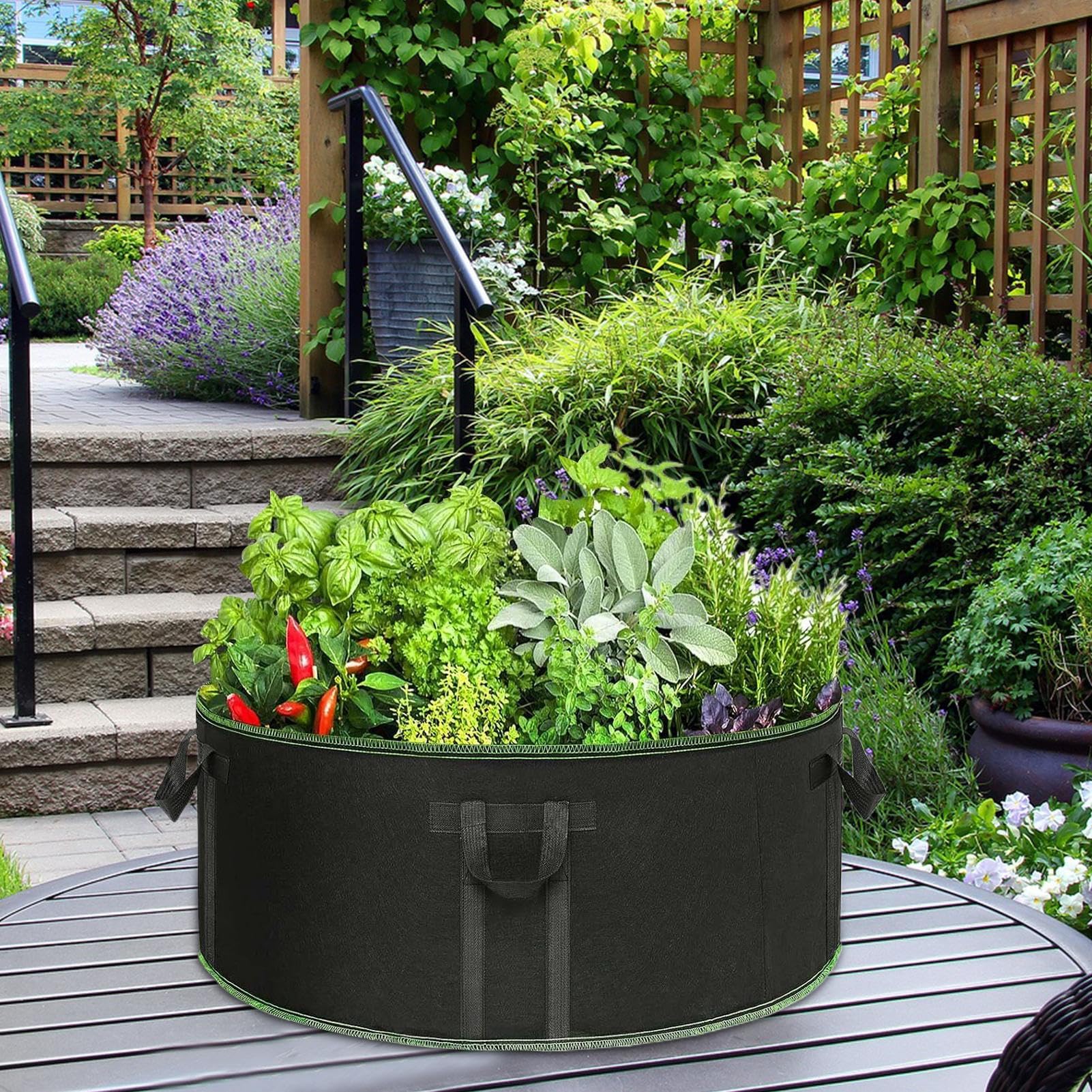 Amazon.com : 50 Gallon Plant Grow Bag - Planter Bag with Handles | Garden  Grow Bags | Large Fabric Plant Pouch | Planting Container | Round Raised  Garden Bed Planter Pots for