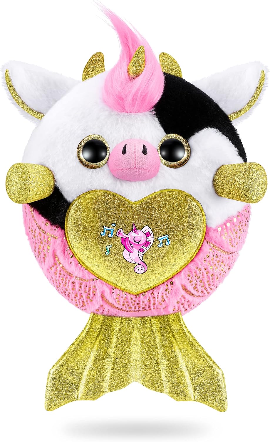 Rainbocorns Mermaidcorn (Cow) by ZURU, Collectible Plush, Mermaid Surprises, Cuddle Plush Stuffed Animal, Surprise Egg, Stickers, Magic Sands & Bubble Mixture, for Girls 3+ Up