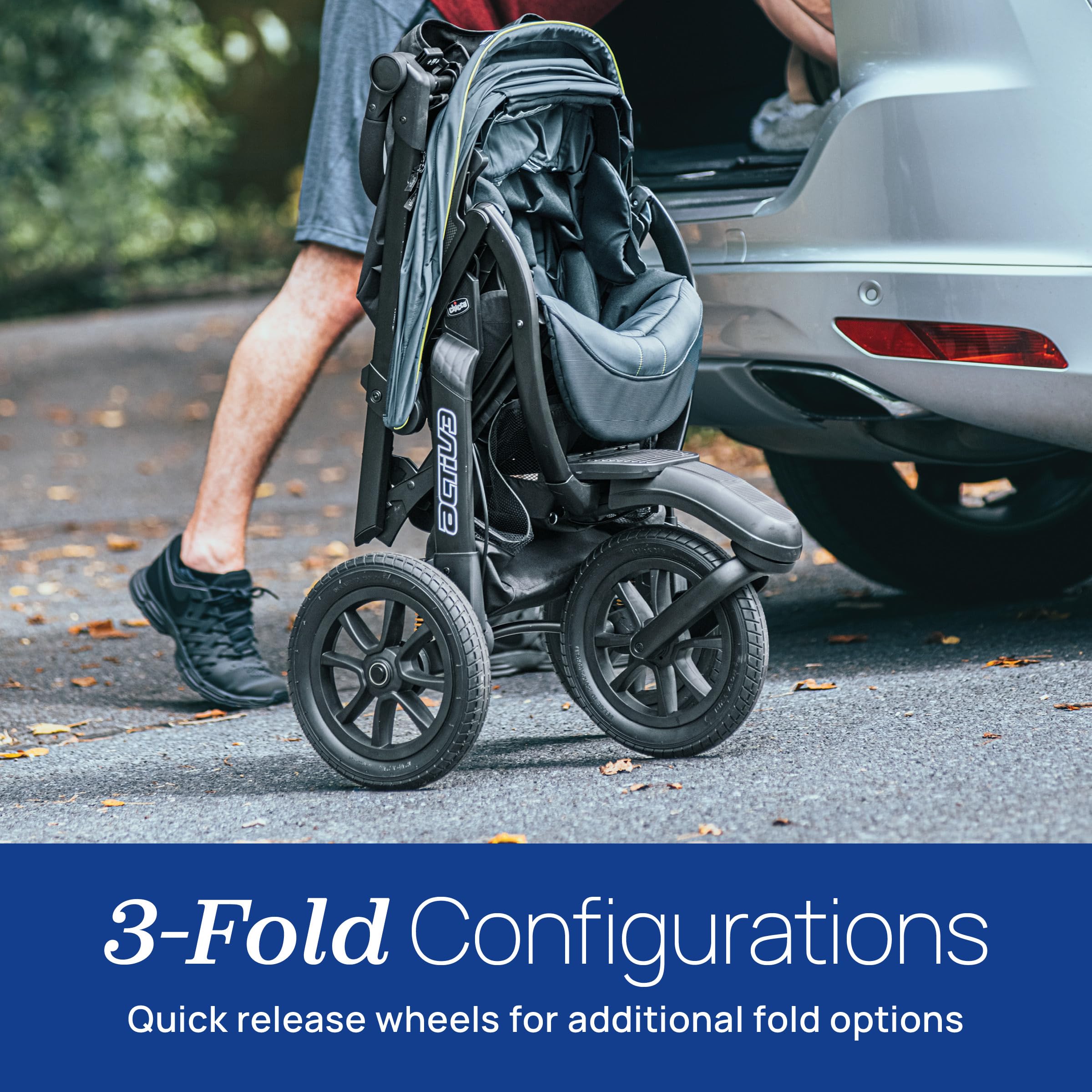 Chicco Activ3 Jogging Stroller Travel System, Includes Chicco KeyFit 30 Infant Car Seat with Base, Lightweight Aluminum Frame, Stroller and Car Seat Combo, Baby Travel Gear | Solar/Grey