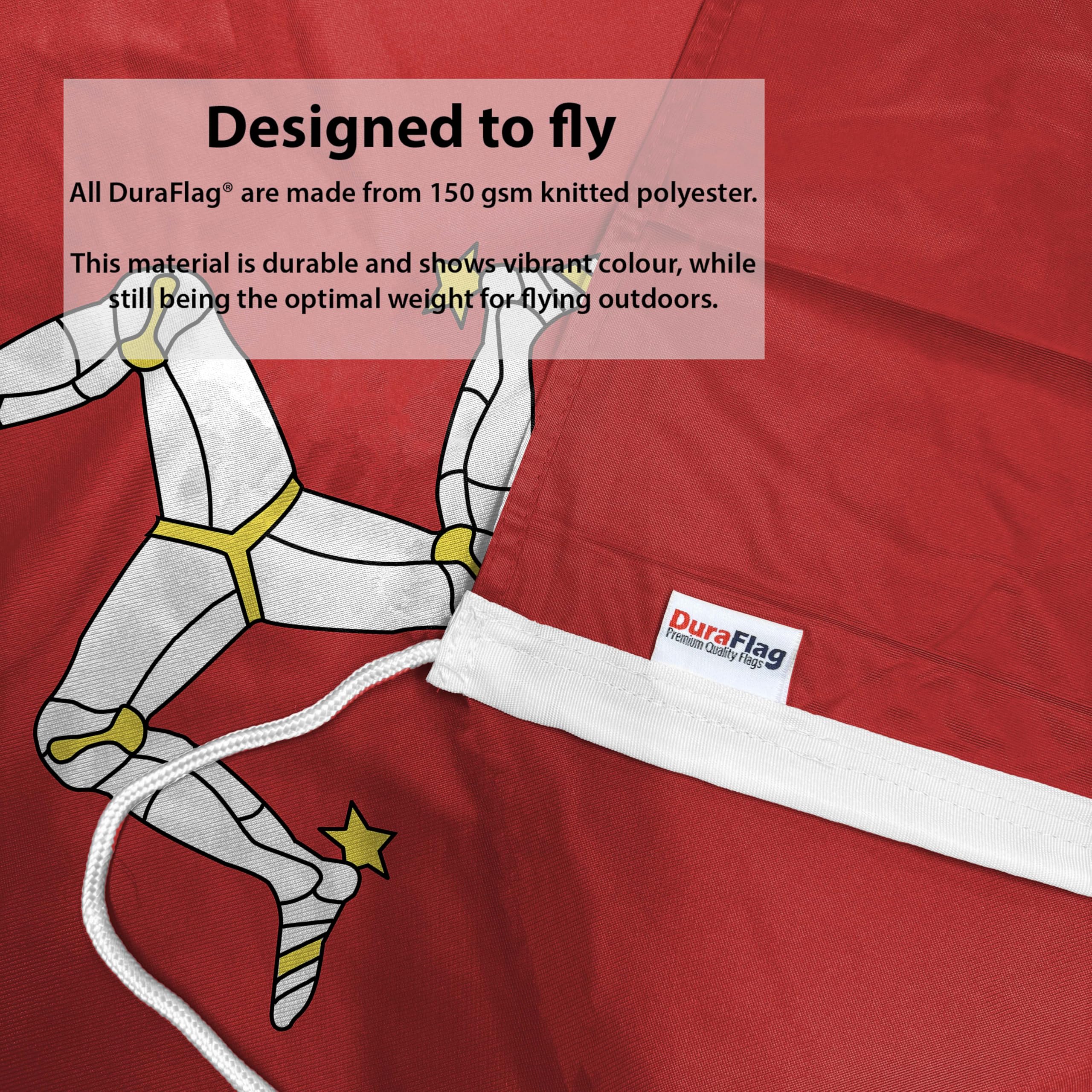 DuraFlag Isle of Man 5ft x 3ft with Rope and Toggled - Premium Quality 5x3 Flags, 5ft x 3ft (150cm x 90cm) - Image 3