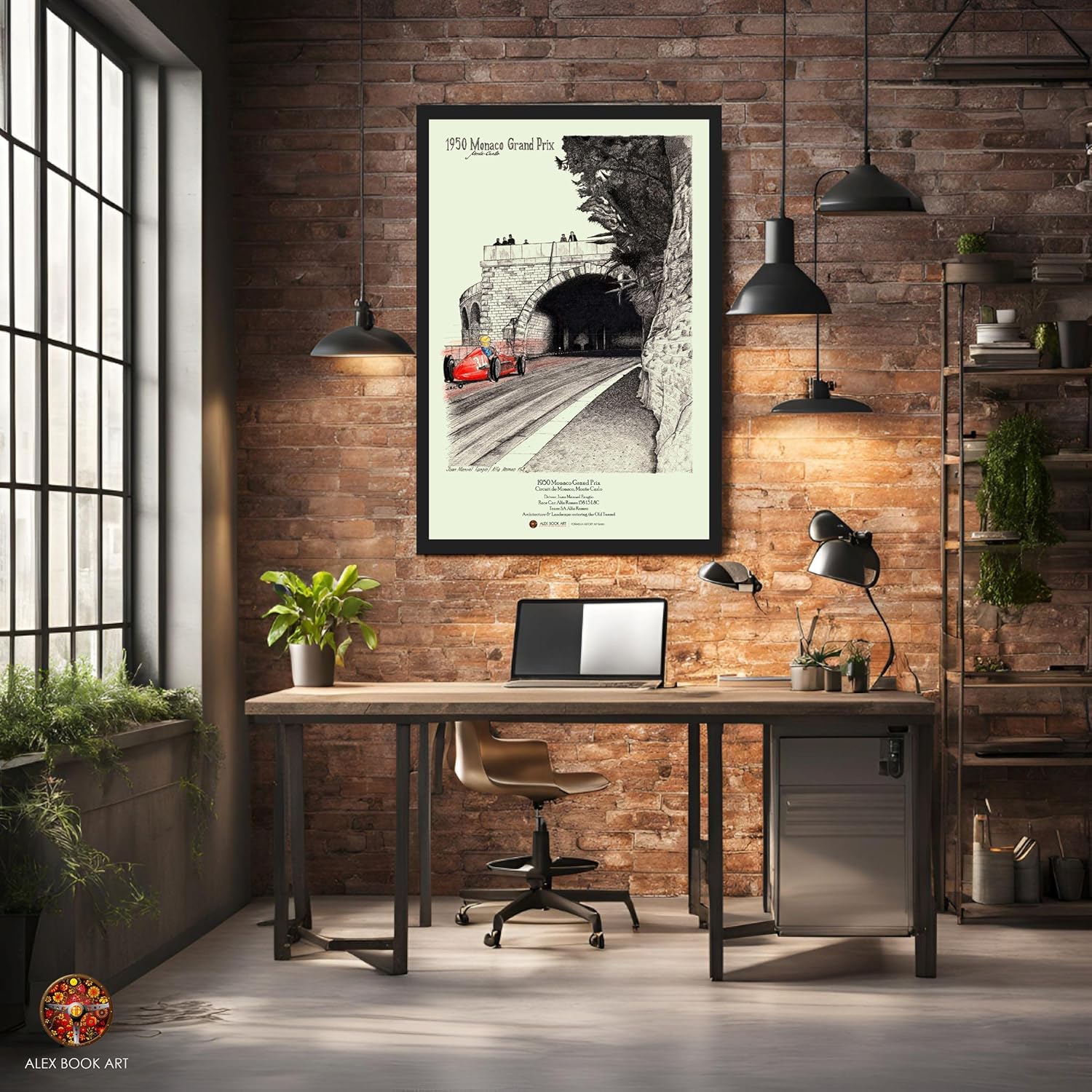 1950 Monaco GP Fine Art Print - Juan Manuel Fangio Formula Racing Wall Art Poster - Best Home, Office, Garage Decor Gift for Race Car Fans