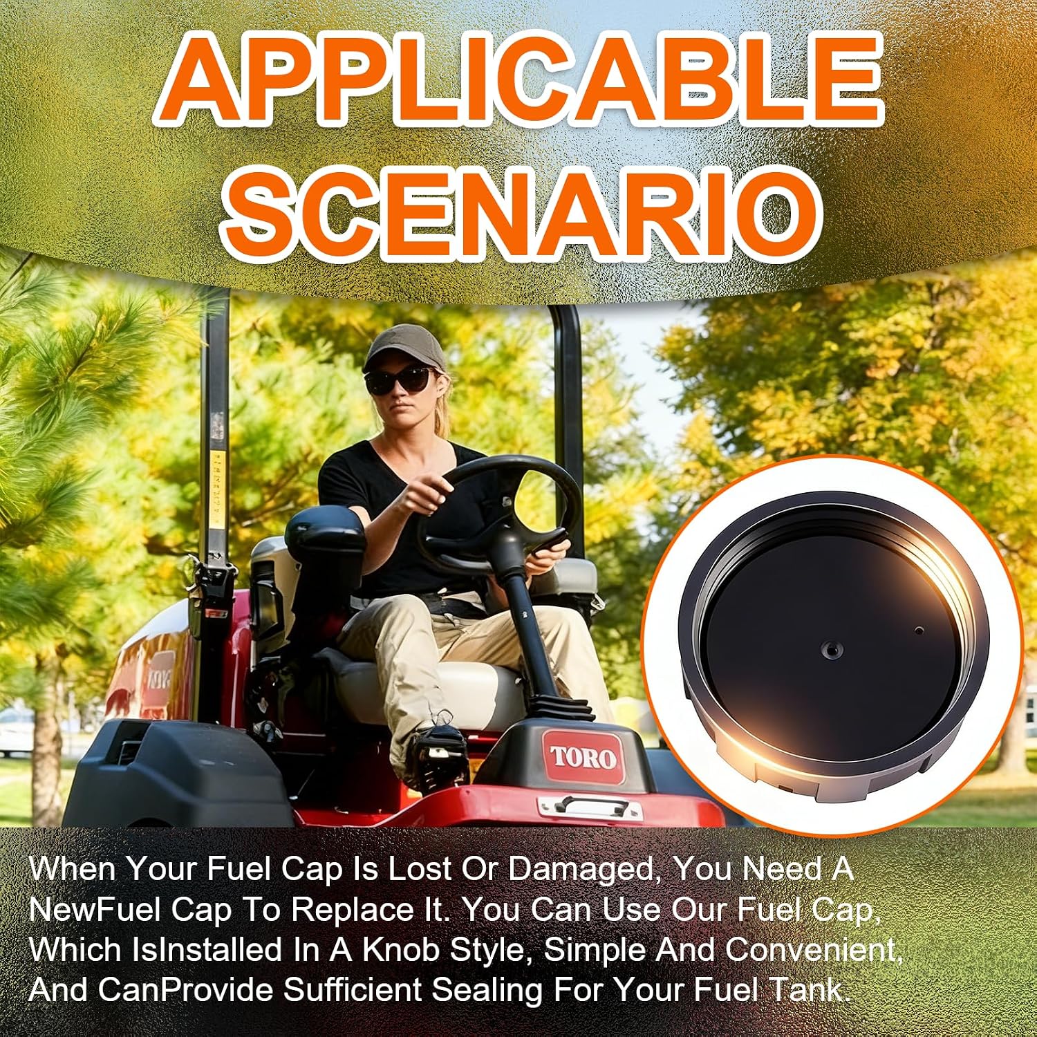 Fuel Cap 88-3980 Compatible with Toro Tractors, Lawn Mowers, Z-Master Time Cutter, and Commercial Walk-Behind Mowers