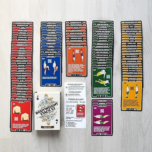 Miniatura 9 de Tarjetas de ejercicio juego de 52 cartas para entrenamiento corporal de fuerza y peso (versión en inglés) Diseñado por un experto en fitness