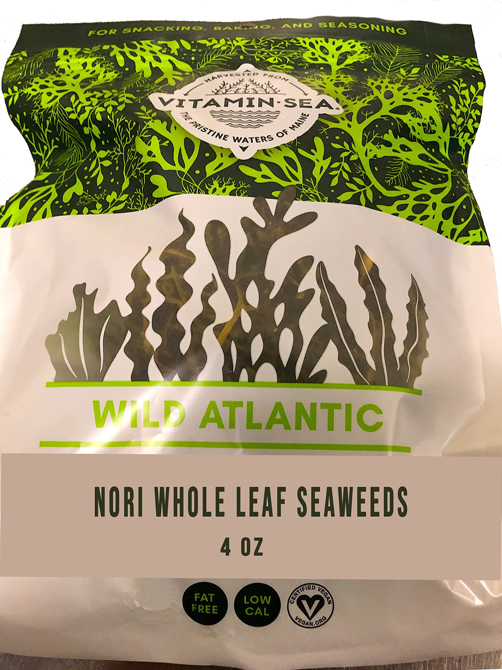 VITAMINSEA Nori Dried Seaweed | Vegan Certified Wild North Atlantic Nori Laver | Perfect for Thyroid Support | Rich in Iodine, Calcium, Iron, Vitamin C, B Complex & More | Whole Leaf (4 oz)