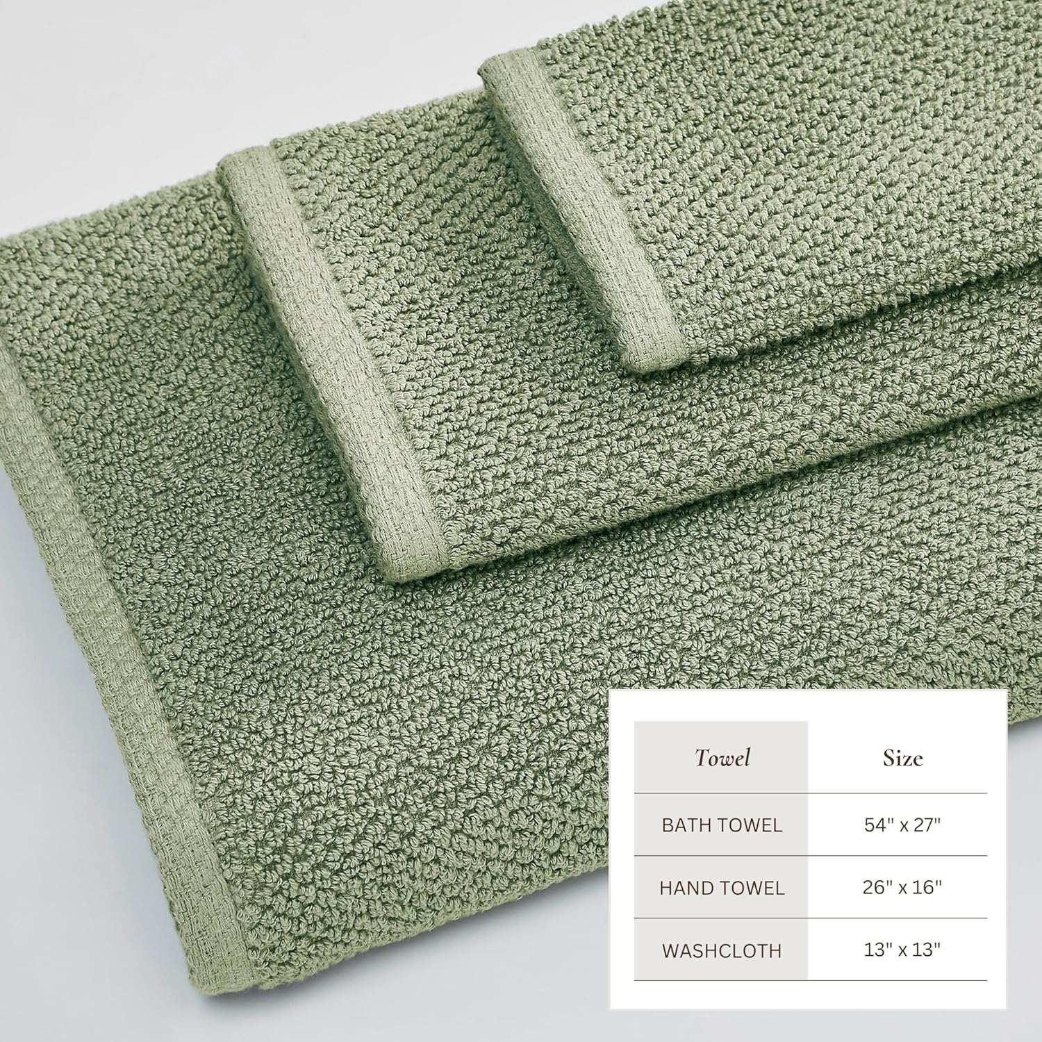 Great Bay Home 100% Cotton 6 Piece Towel Set - Absorbent, Quick-Drying, Durable Bath Towels for Bathroom Decor - Low-Twist, Two-Ply Fibers (Eucalyptus) - Image 4