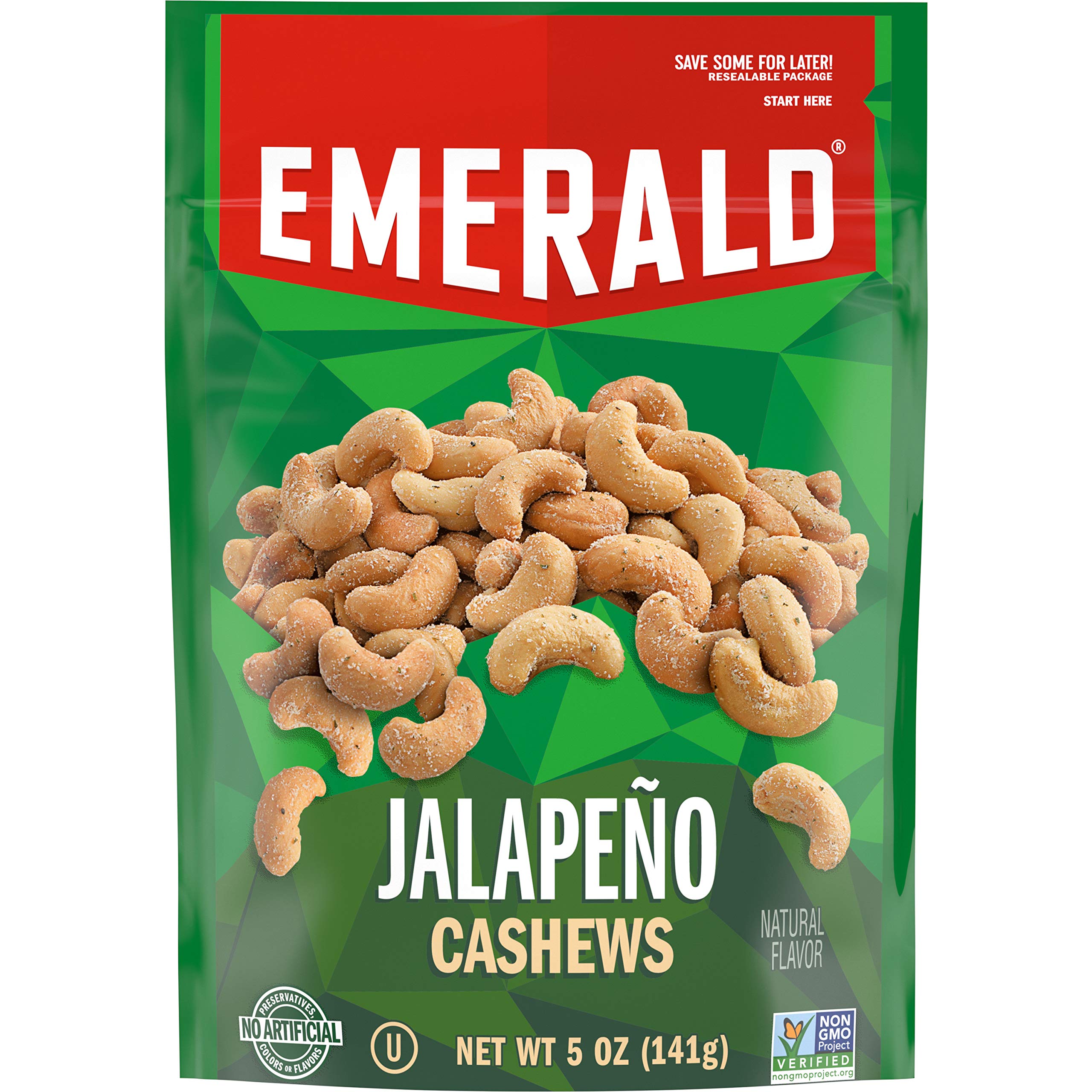 Amazon.com : Emerald Jalapeño Cashews Stand Up Resealable Bag, 5