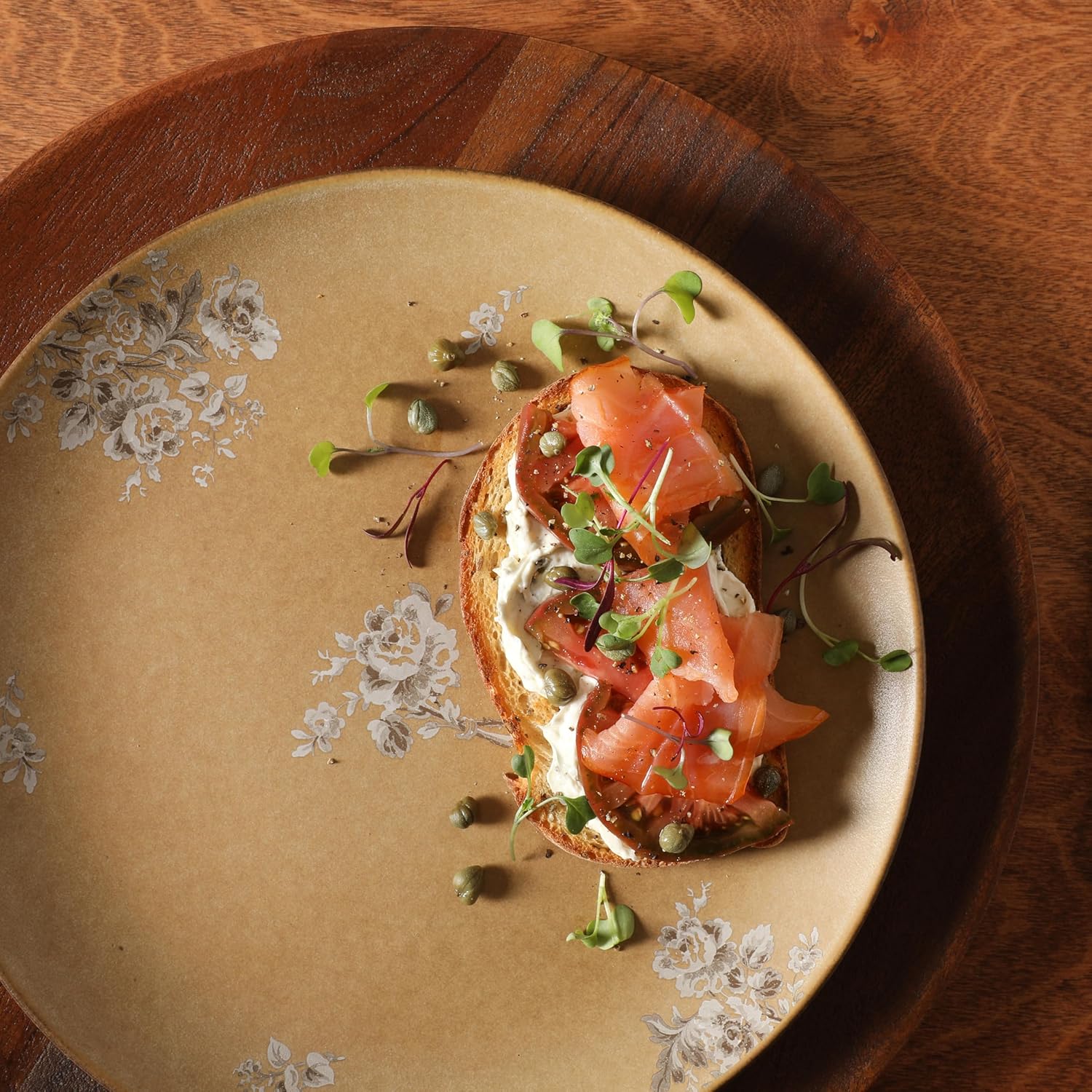 Gibson Elite Valencia Bloom 12 Piece Plates and Bowls Dinnerware Set - Taupe with Floral Decal Dishes - Microwave and Dishwasher Safe - Image 6