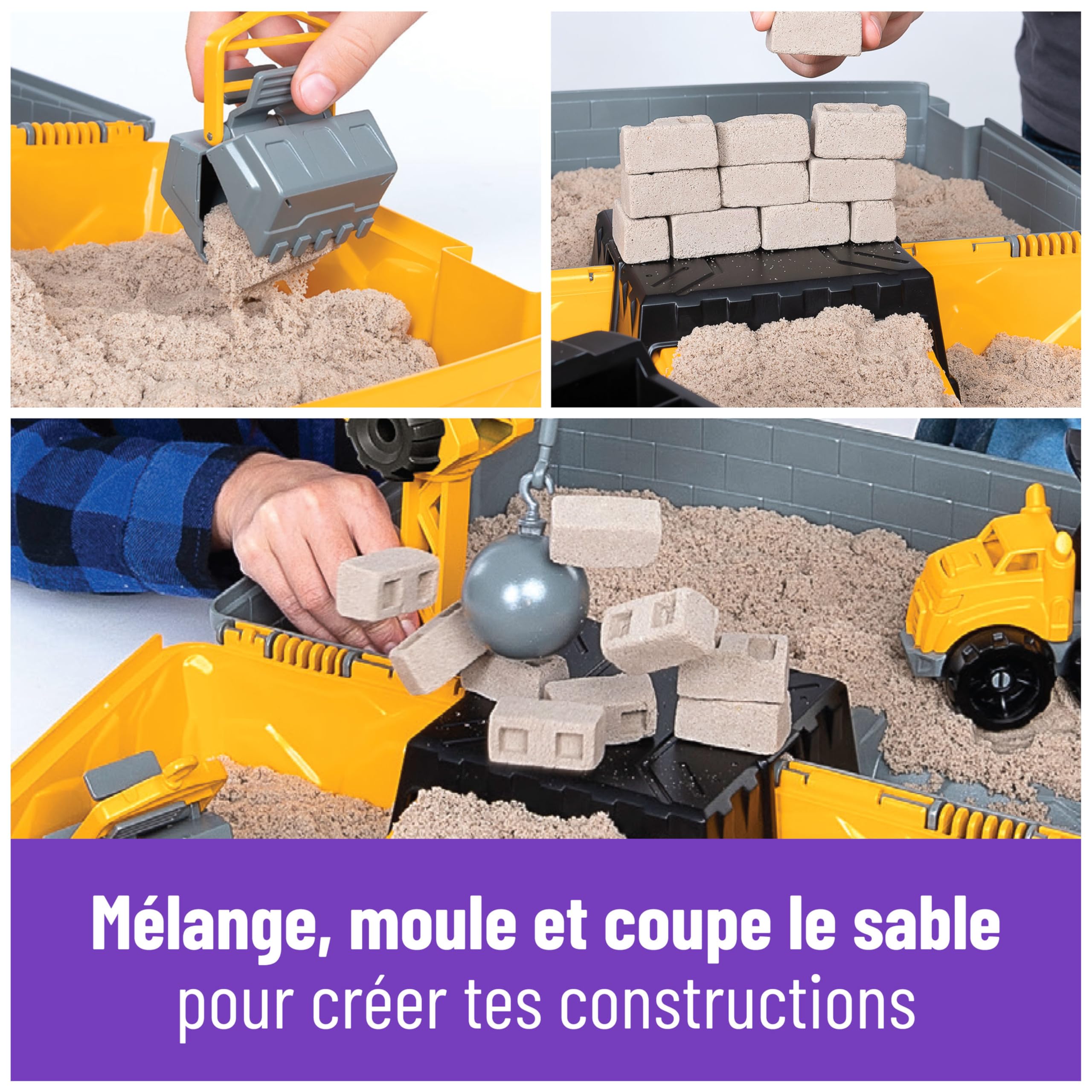 Kinetic Sand Sable Magique - Mallette de Construction 907 G + 3 Accessoires - Emportez Votre Sable À Modeler Partout & Sculptez Vos Créations comme De La Pâte À Modeler - Jouet Enfant 3 Ans Et +