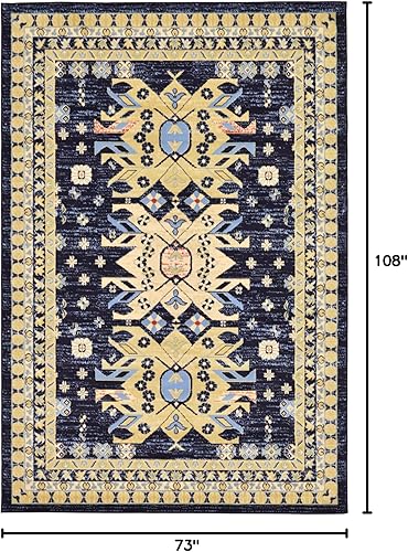 Miniatura 2 de Unique Loom Heriz Collection Alfombra de área parcial, Polipropileno, Azul marino