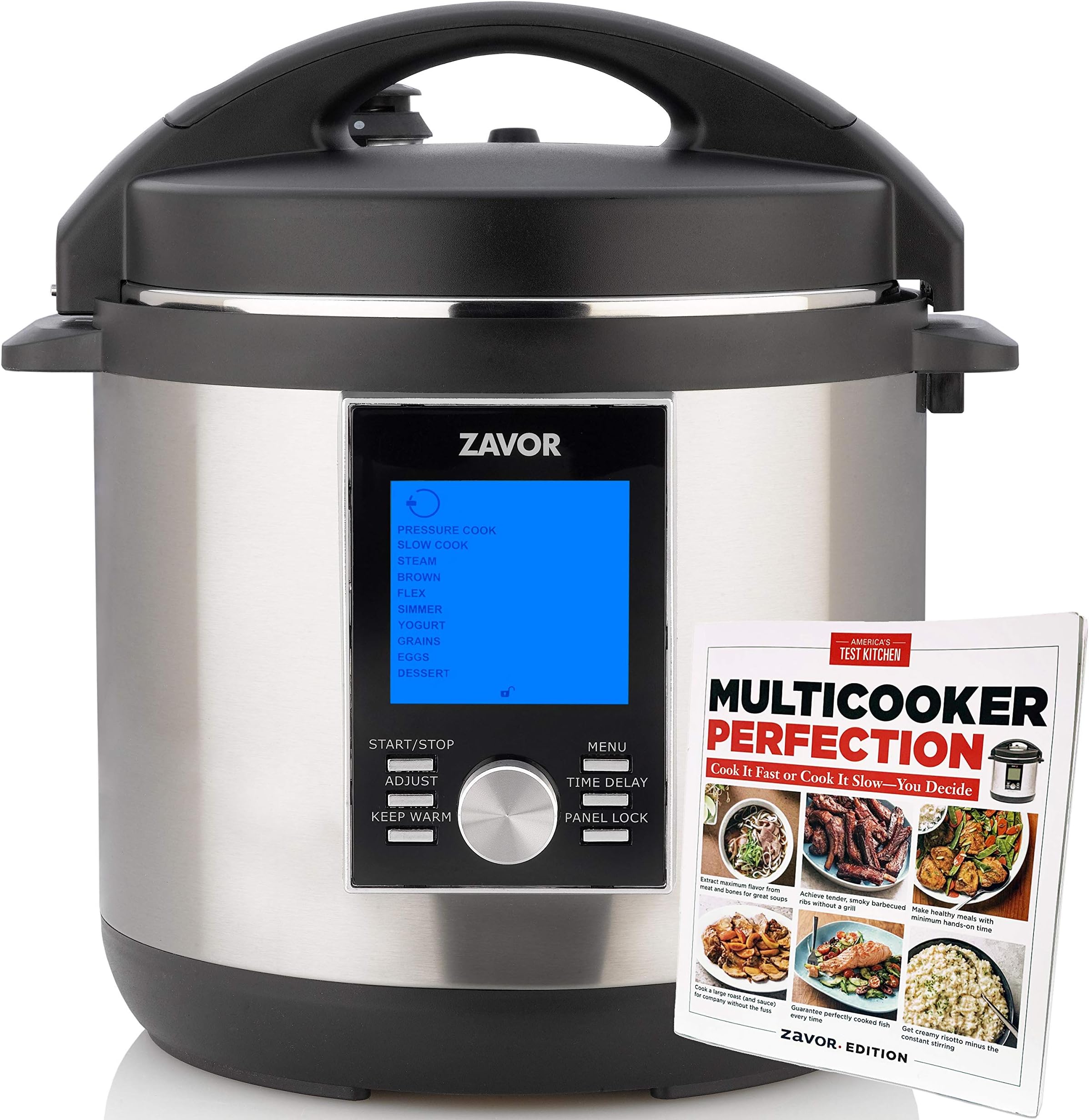 Zavor LUX LCD 6 Quart Multi-cooker with America's Test Kitchen Multicooker Perfection Cookbook, Stainless Steel
