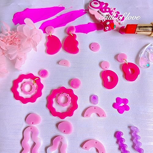 Miniatura 2 de Juego de 4 aretes de resina para joyería de silicona para resina epoxi, varias formas para mujeres, aretes fáciles de combinar con ganchos para