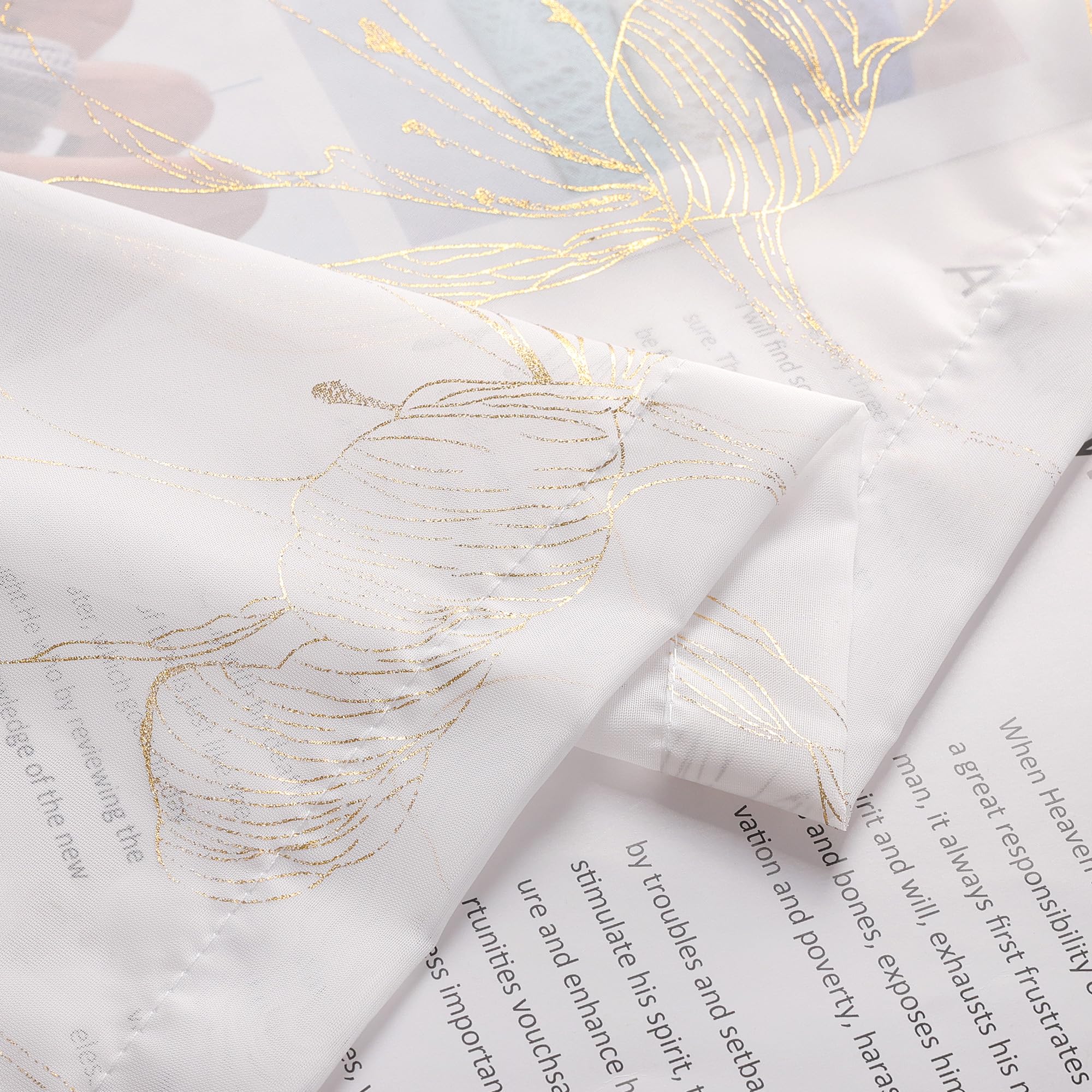 ESLIR Schiebegardinen Voile Flächenvorhänge Set 2er Schiebevorhang Wohnzimmer Gardinen mit Schlaufen Schlaufenschals Transparent Vorhänge Gold BxH 57x145cm 2 Stück