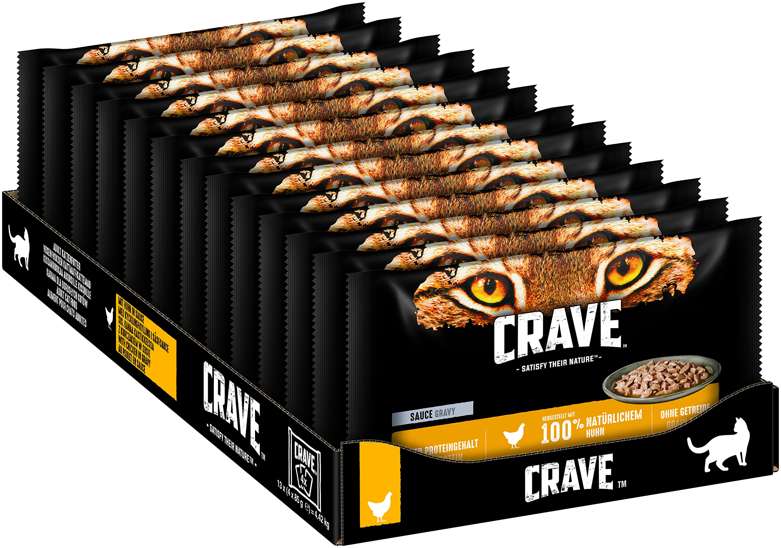 CRAVE Katze Portionsbeutel Multipack Sauce mit Huhn 13 x 4x85g