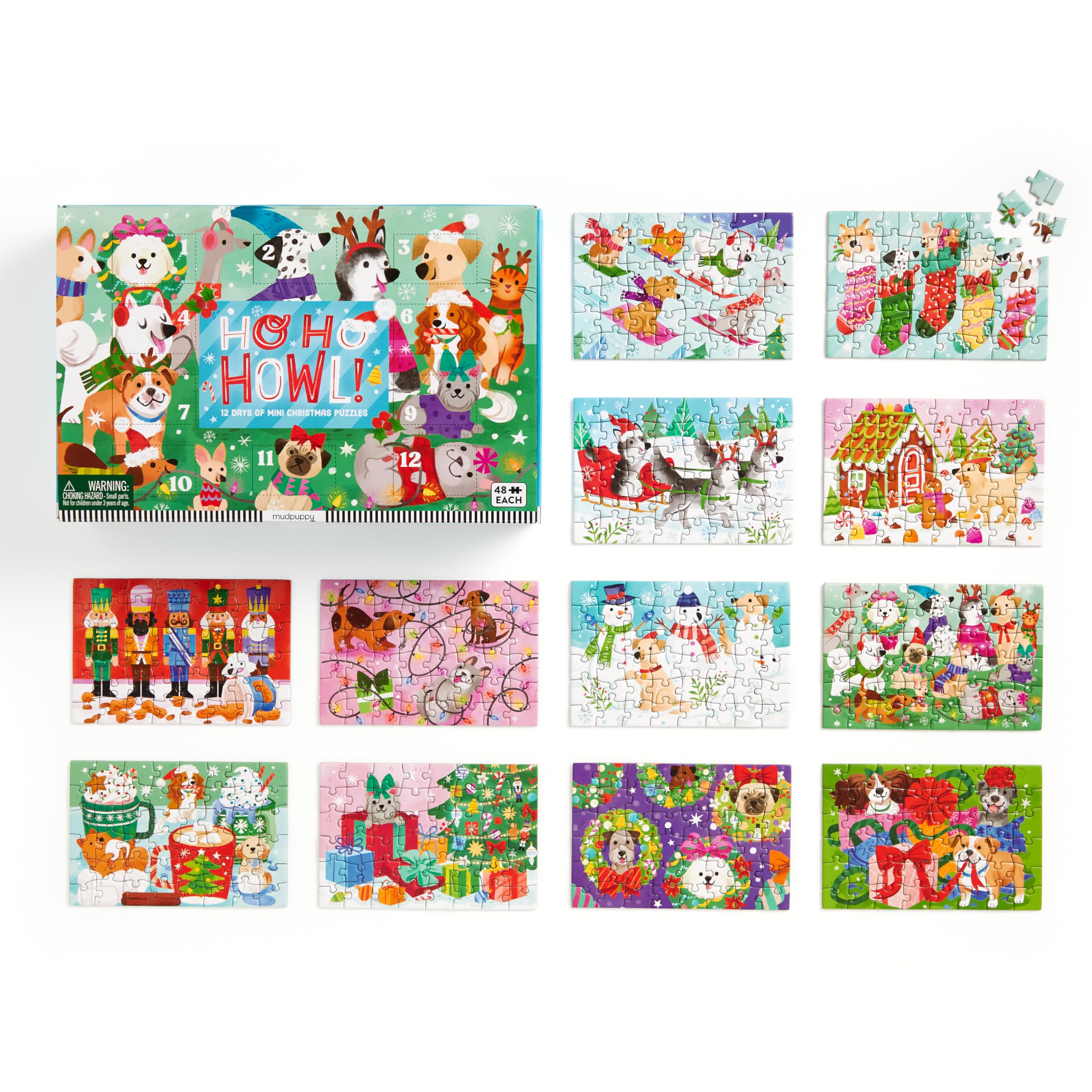 Mudpuppy Ho Ho Howl! - 12 Days of Puzzles Featuring 12 Paw-some 48 Piece Mini Jigsaw Puzzles Of Adorable Puppies Celebrating Christmas! - Image 6