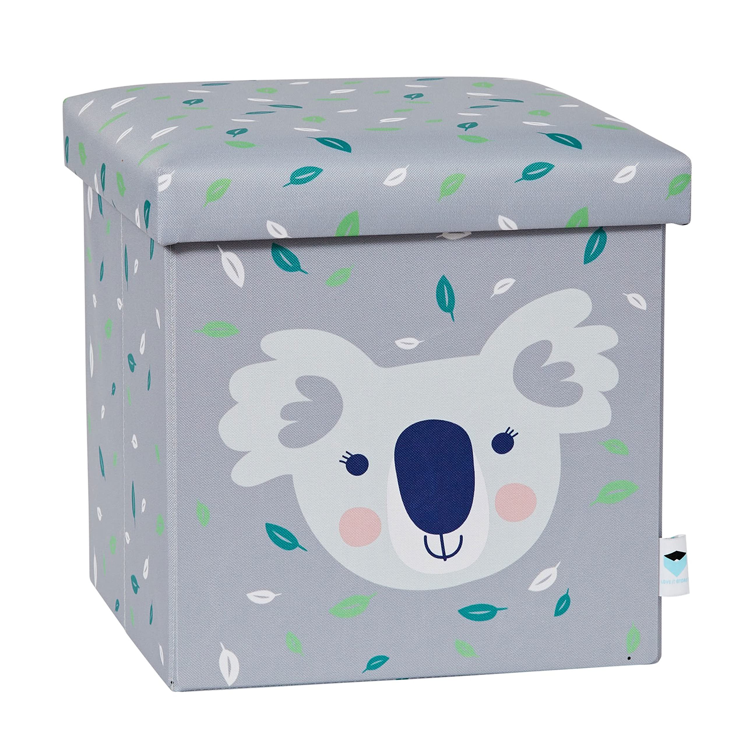 Pouf avec rangement koala gris pliable en tissu résistant Love IT Store IT 35cm