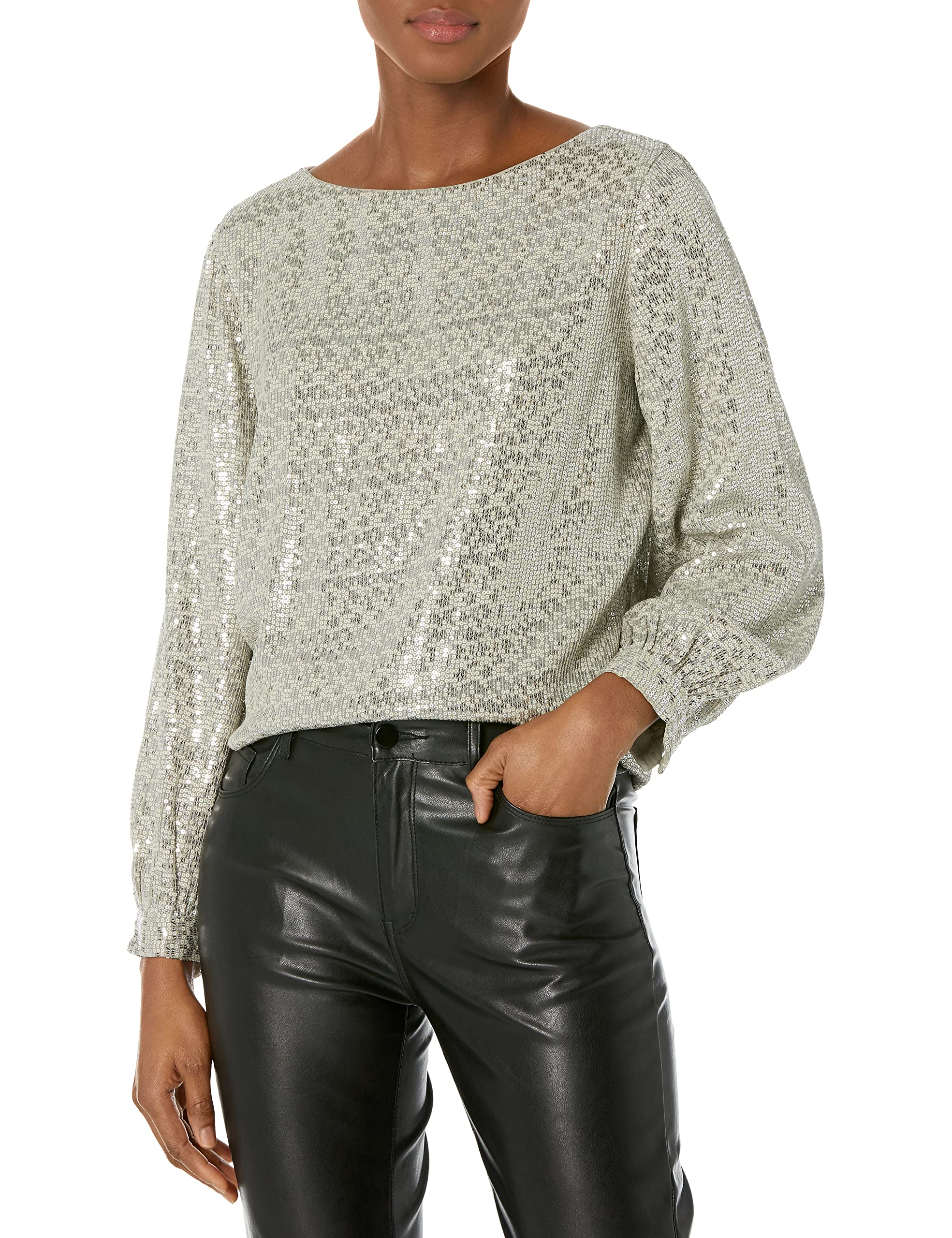 Velvet by Graham & Spencerwomens Quinn Sequins Long Sleeve Blouse Blouse