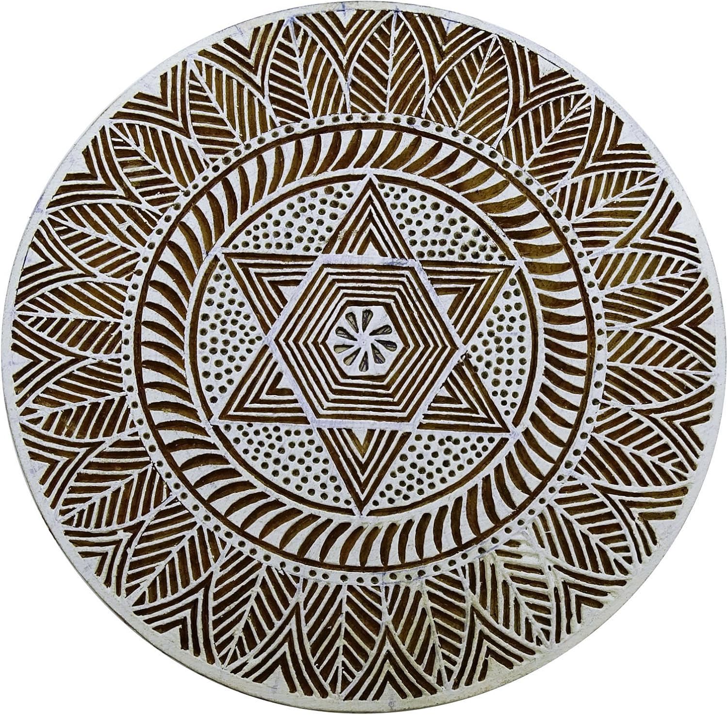 Wooden Round Decorative Hand Carved Star Pattern Stamp Printing Blocks