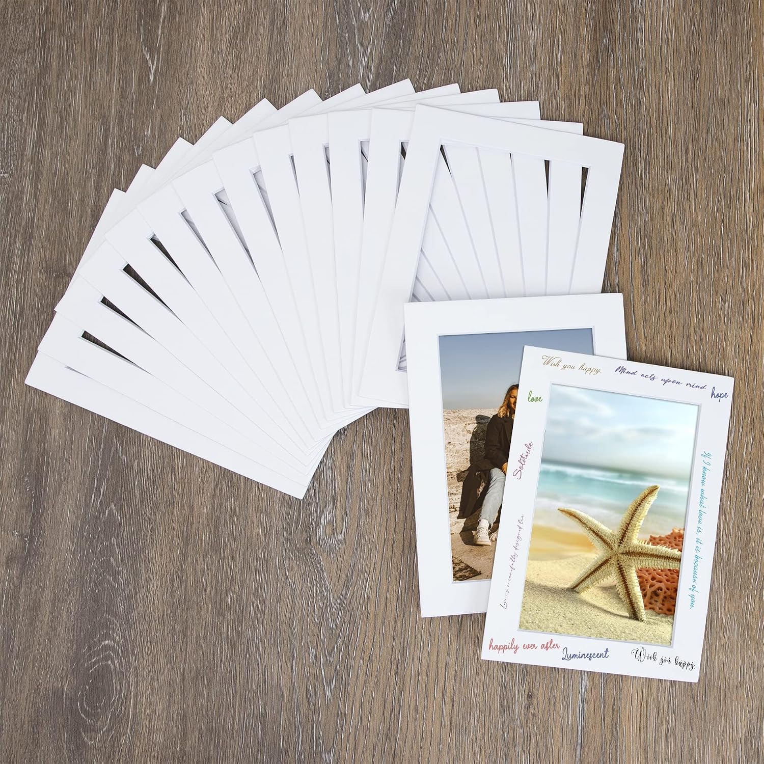 Golden State Art, Pack of 15, Acid-Free 5x7 White Pre-Cut Picture Mats for 4x6 Photos with White Core Bevel Cut Frame Mattes