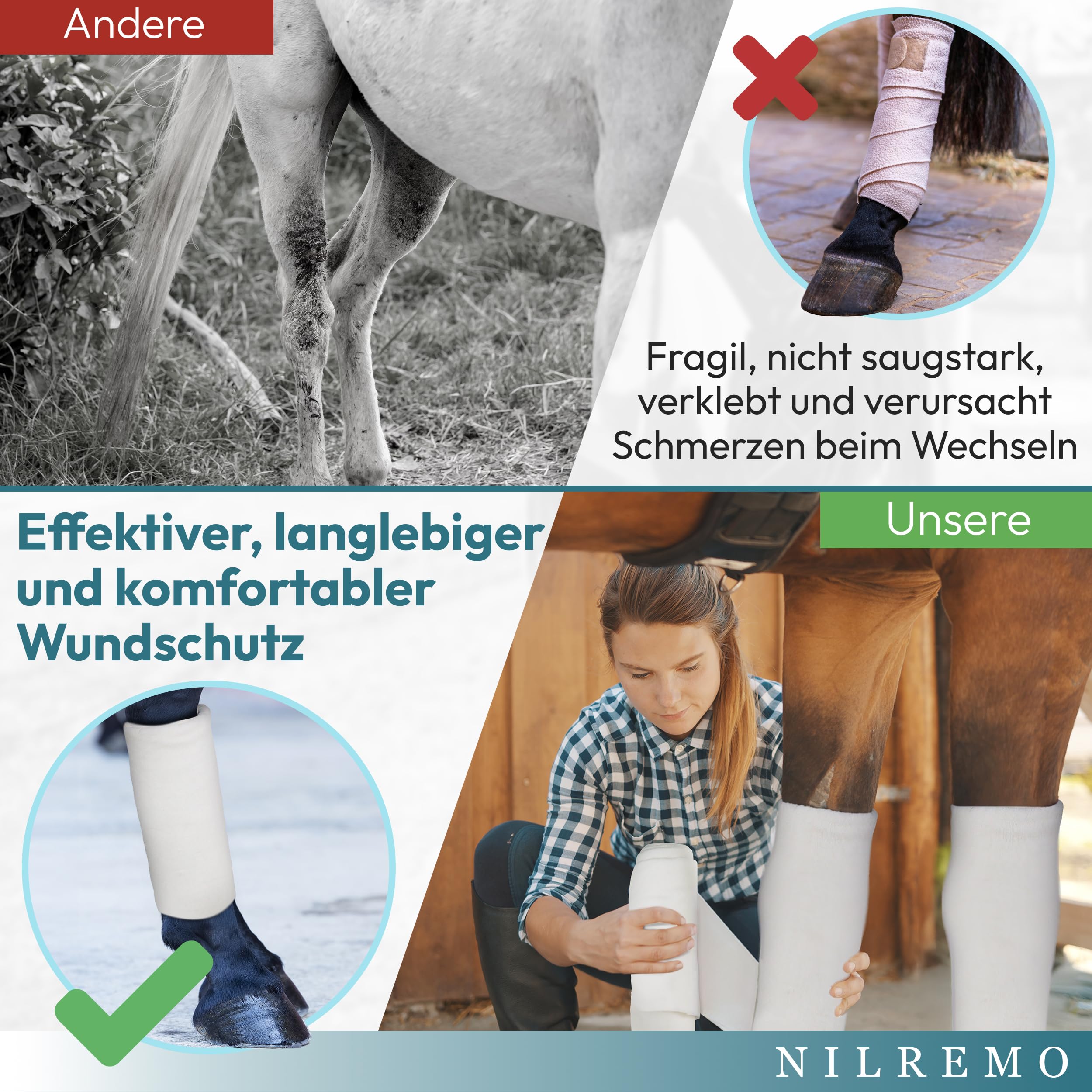 Pferde-Mullwatterolle im Mullumschlag, Verbandwatte 30cmx5m für optimale Wundversorgung und Schutz des Pferdes, perfekt für Stallapotheke