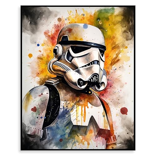 Star Wars Watercolor Art Print - Premium Giclee Fine Art Prints - Aesthetic Wall Décor Darth Vader Yoda Stormtrooper Print Poster set for Living