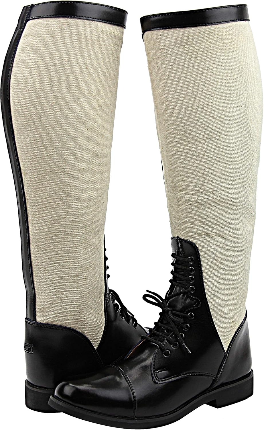 Ladies Summer Canvas Field English Horse Riding Boots with Cotton Calf Stylish Fashion Equestrian Black