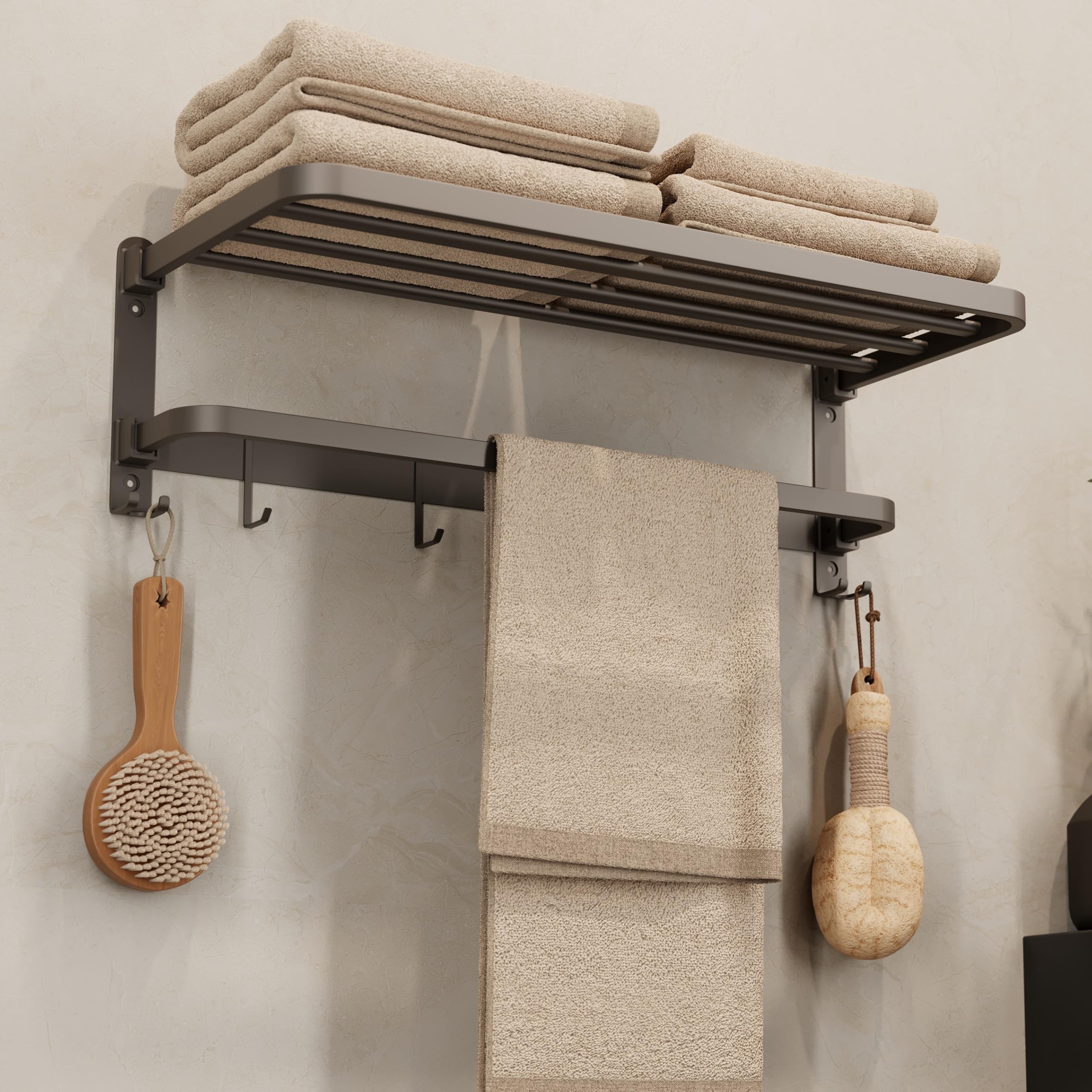 URBANMONK Aluminum Foldable Towel Rack for Bathroom | Towel Holder in Bathroom | Bathroom Clothes Holder | Bathroom Clothes Hanger Towel Stand in Bathroom (Classic Towel Stand)-image-25