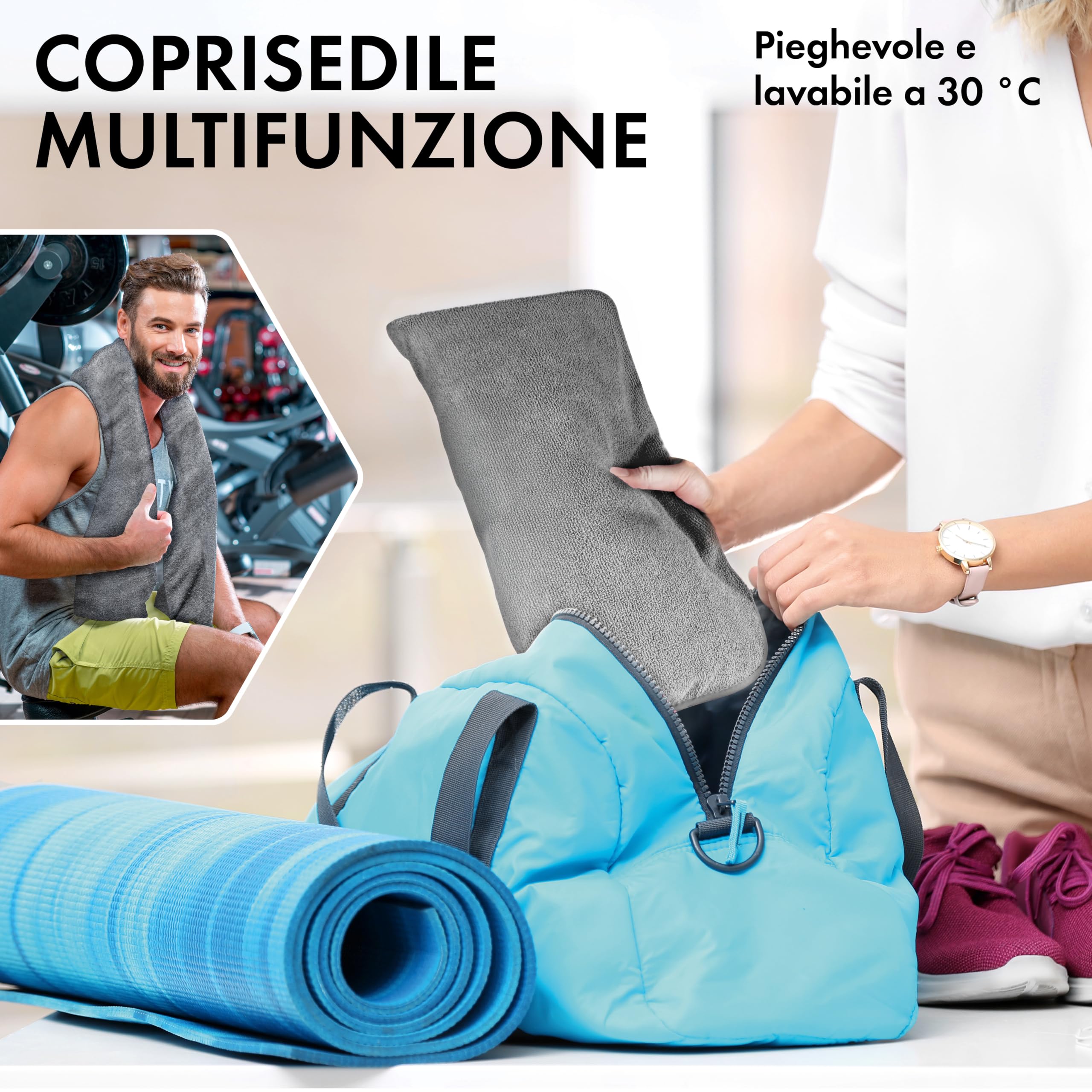 WALSER Set tappetini anteriori spugna, protezione interno lavabile, tappetino veicolo universale, copertura posizione guidatore, protezione abitacolo 2 pezzi grigio