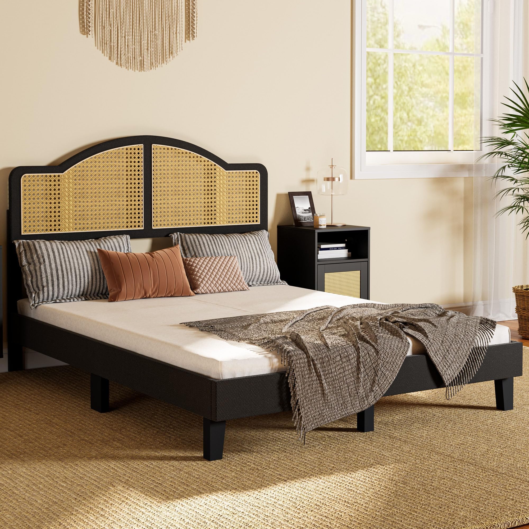Amazon.com: Cozy Castle Wooden Queen Size Bed Frame with Adjustable ...