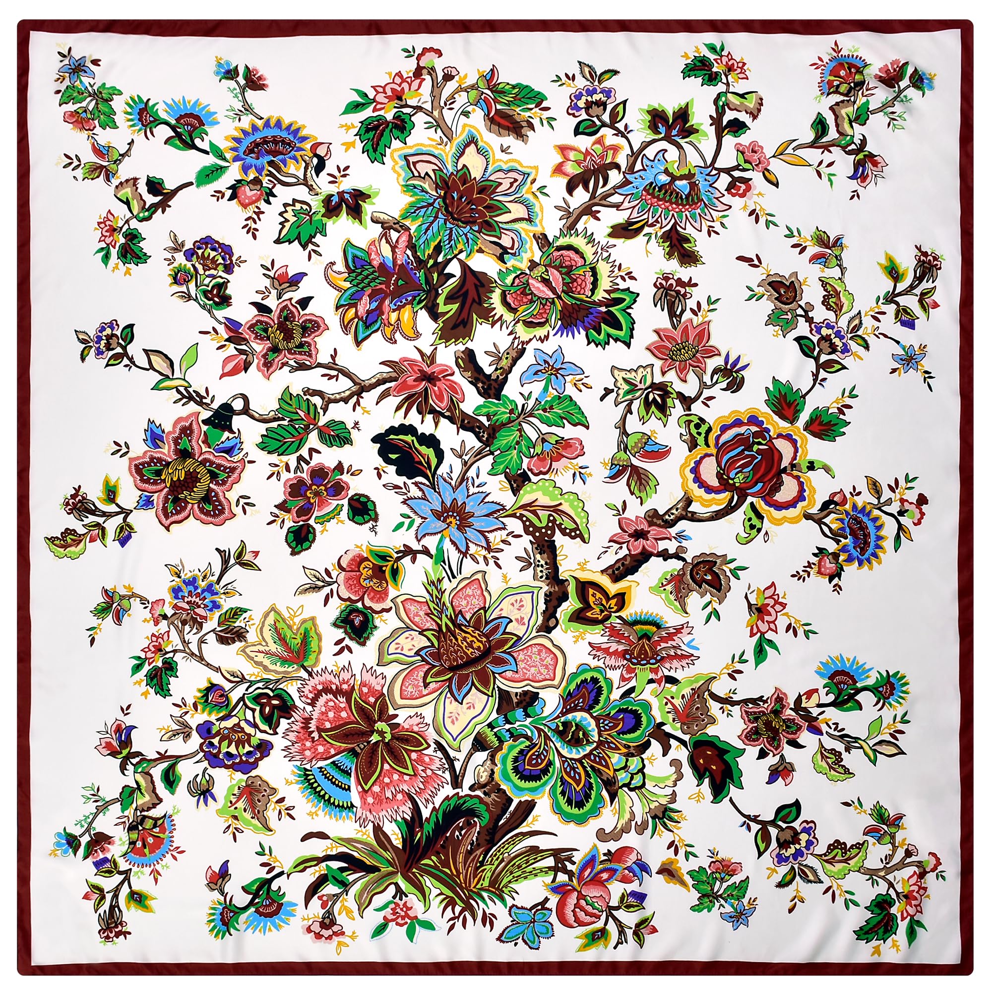 53” Large Head Scarf for Women - Silk Satin Scarf for Hair Wrapping at Night Bandana Square Scarf for Sleeping, Flower H, 53 IN