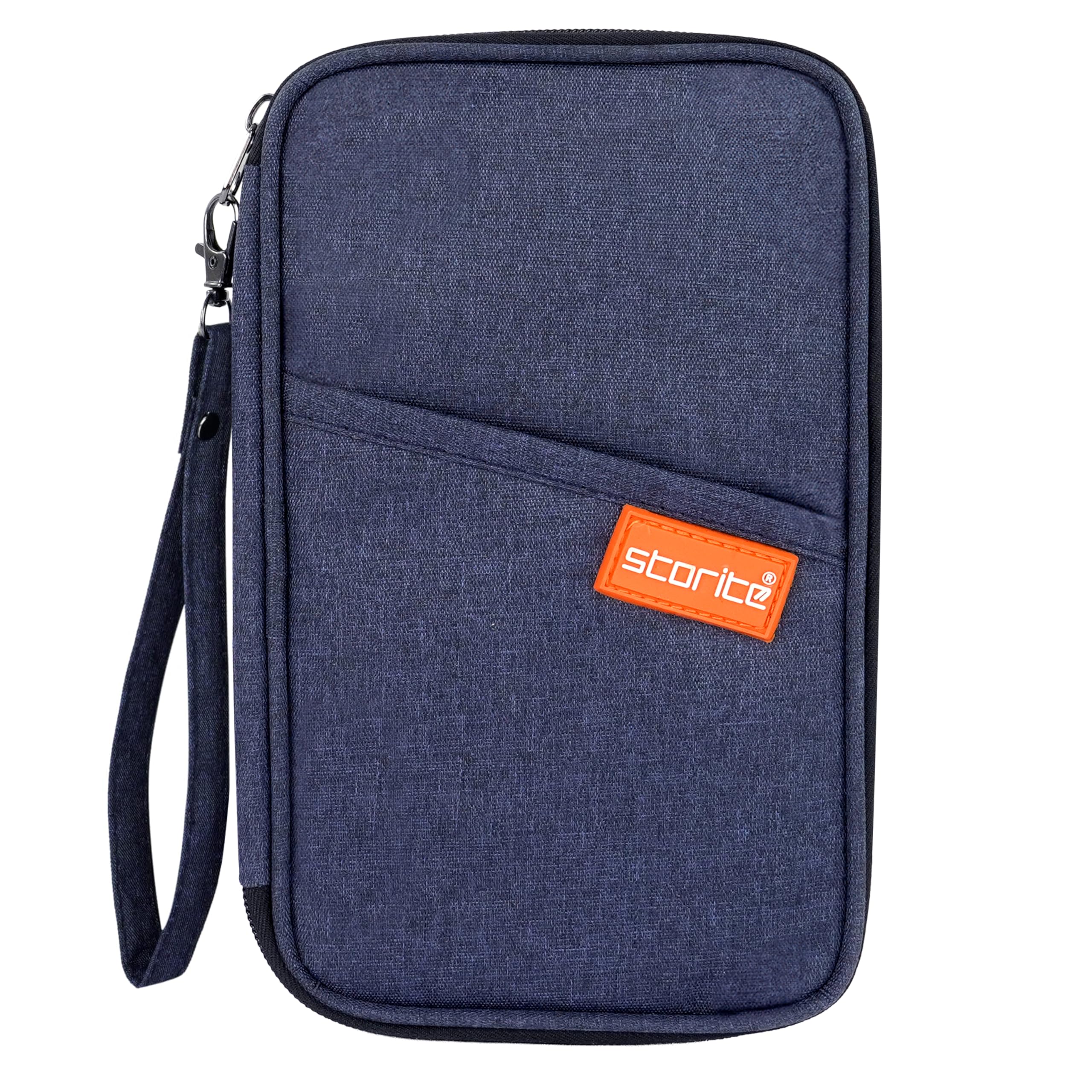 Nylon Travel Family Passport Holder Wallet Document Organizer Travel Accessories for Credit Debit Card Boarding Pass with Removable Hand Strap for Men and Women (Navy Blue-23 X 3 X 13Cm)-image-19