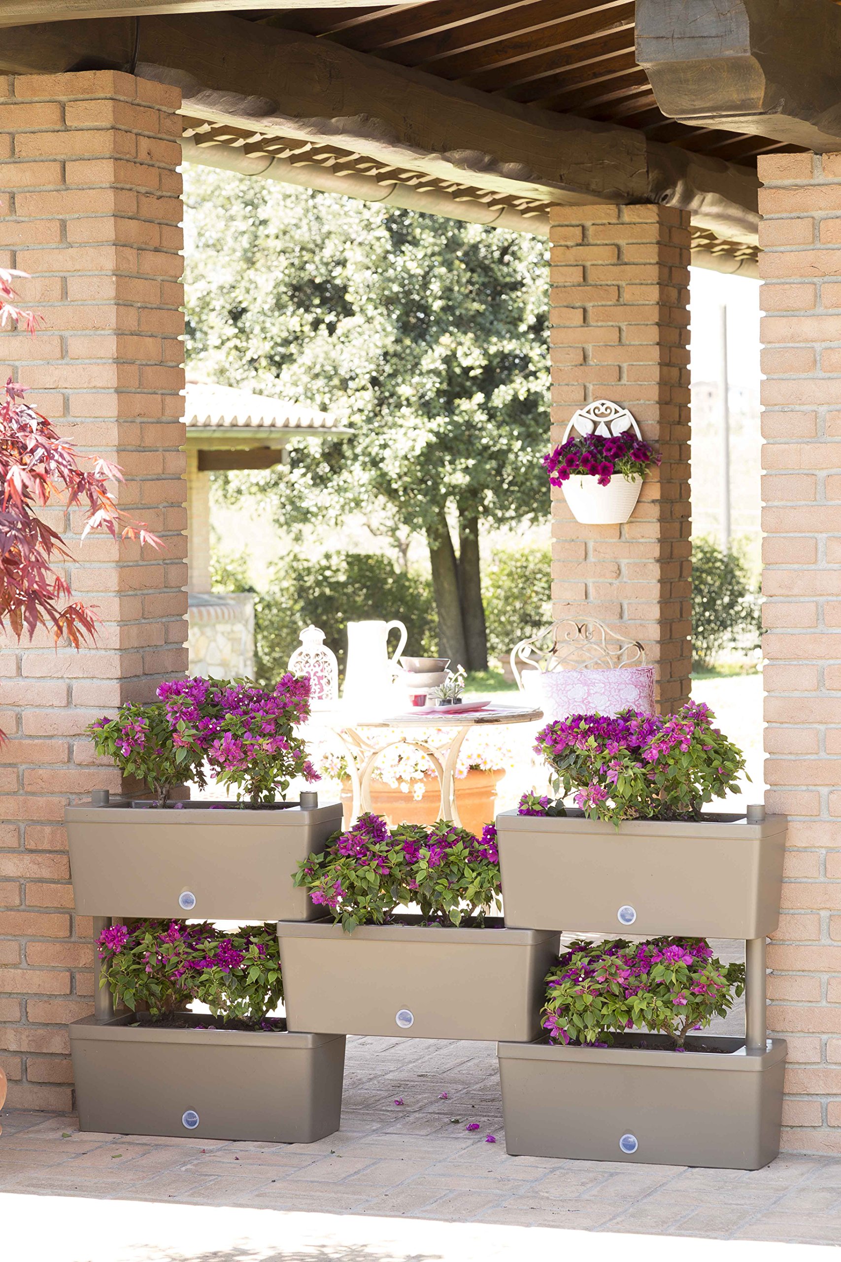 Bama 32022 Brick Kit 5 Fioriere Modulari, Tortora, 59x23x27 cm