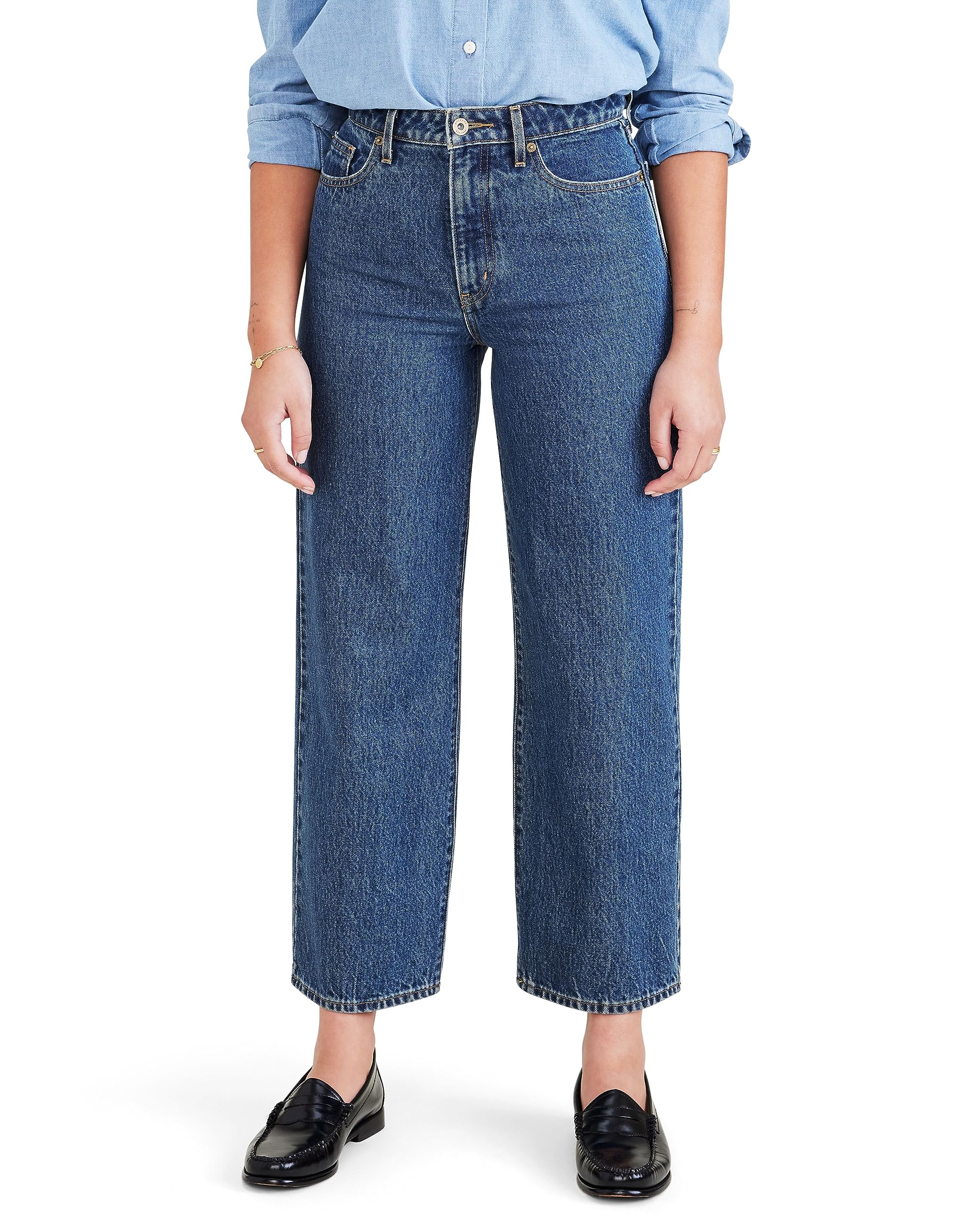 High Waist Jean Cut Straight Fit Pantolon Klasik Pantolon Kadın