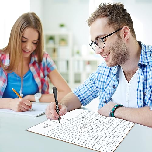 Miniatura 7 de Pizarra blanca de borrado en seco de 11 x 14 pulgadas, pizarra de borrado en seco de doble cara con cuadrícula para el hogar, escuela, aula, niños y