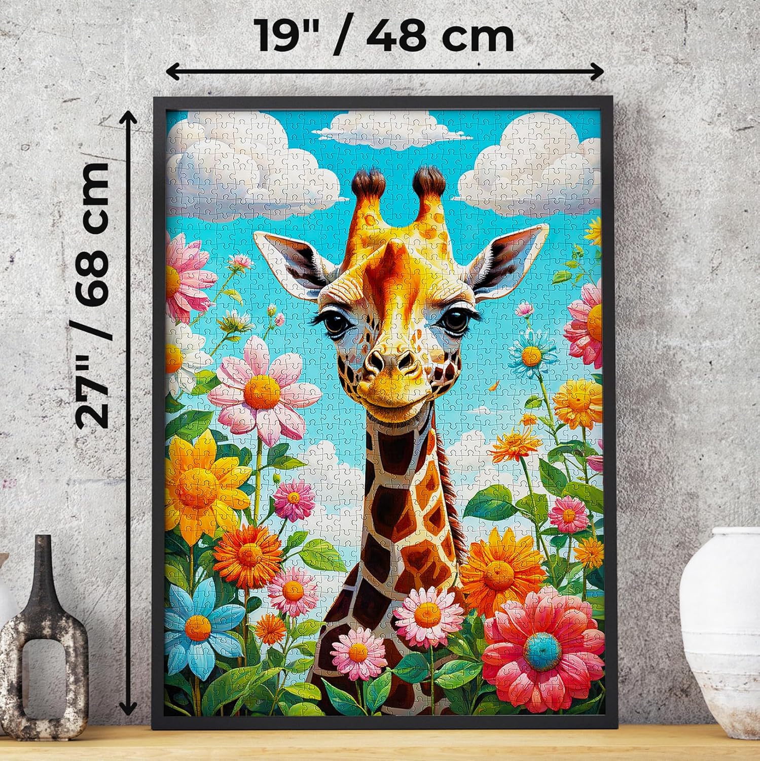 ENJOY Puzzle Cute Giraffe in Flower Illustration – 1000 Pieces Jigsaw Puzzle for Adults – Matte Finish, Soft Touch, Easy to Assemble, Tight Fit, Vivid Colors, Missing Pieces Service