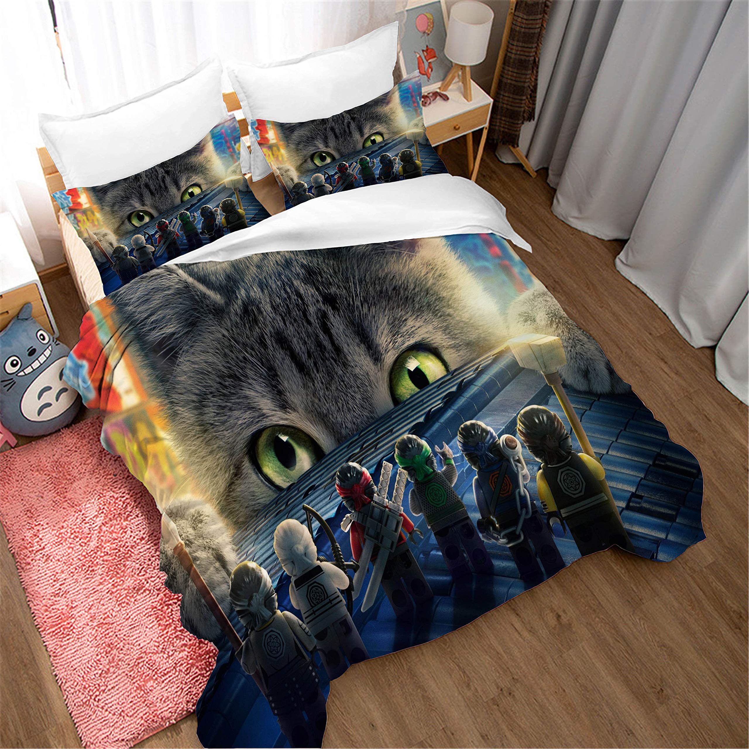 Set Biancheria da Letto Cartoon Film per Bambini 3 Pezzi Trapunta Letto 2 Federa Super Morbida Traspirante in Microfibra Ipoallergenico Copripiumino (220x240cm,Piscina Morta)