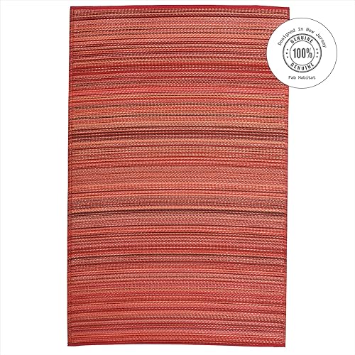 Miniatura 3 de Fab Habitat - Tapete de plástico reciclado para exteriores, impermeable, resistente a la decoloración y a las arrugas, a rayas, para patio, pórtico,