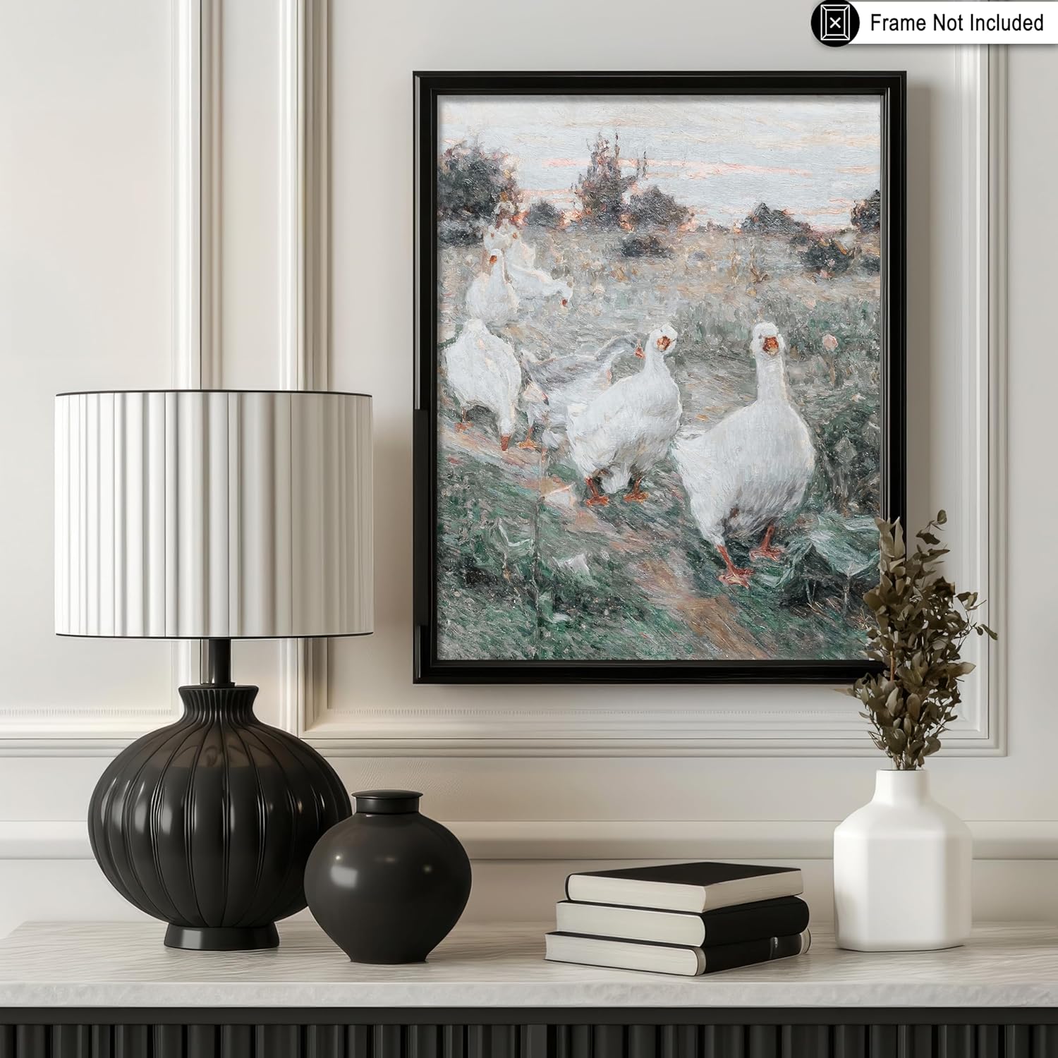 Poster Master Vintage Geese Poster - Retro Spring Farmhouse Print - Impressionism Art - Gift for Men, Women & Animal Lover - Chic Decor for Living Room, Nursery or Kid's Room - 16x20 UNFRAMED Wall Art
