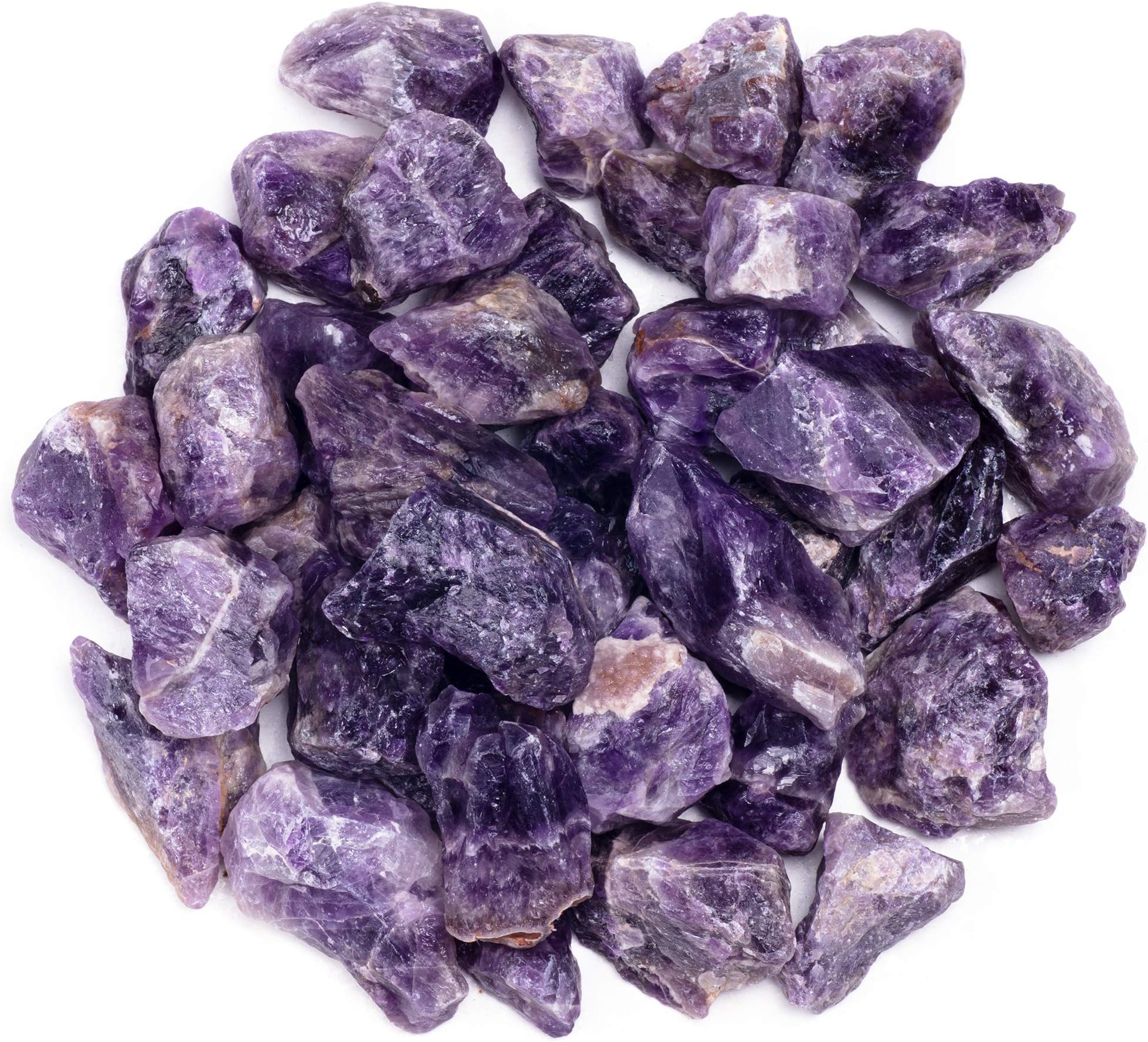 1 lb Bulk Rough Amethyst Crystal - Large 1" Natural Raw Stones for Tumbling, Cabbing, Fountain Rocks, Decoration,Polishing, Wire Wrapping, Wicca & Reiki