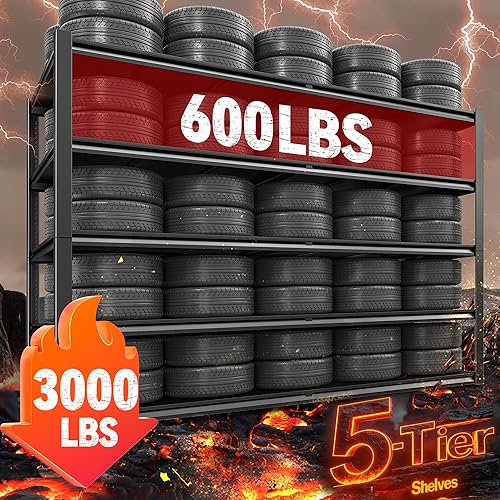 Miniatura 3 de REIBII Estantería de garaje de 78 pulgadas de alto, estantes de almacenamiento resistentes con carga de 3000 libras, estantes de metal ajustables de