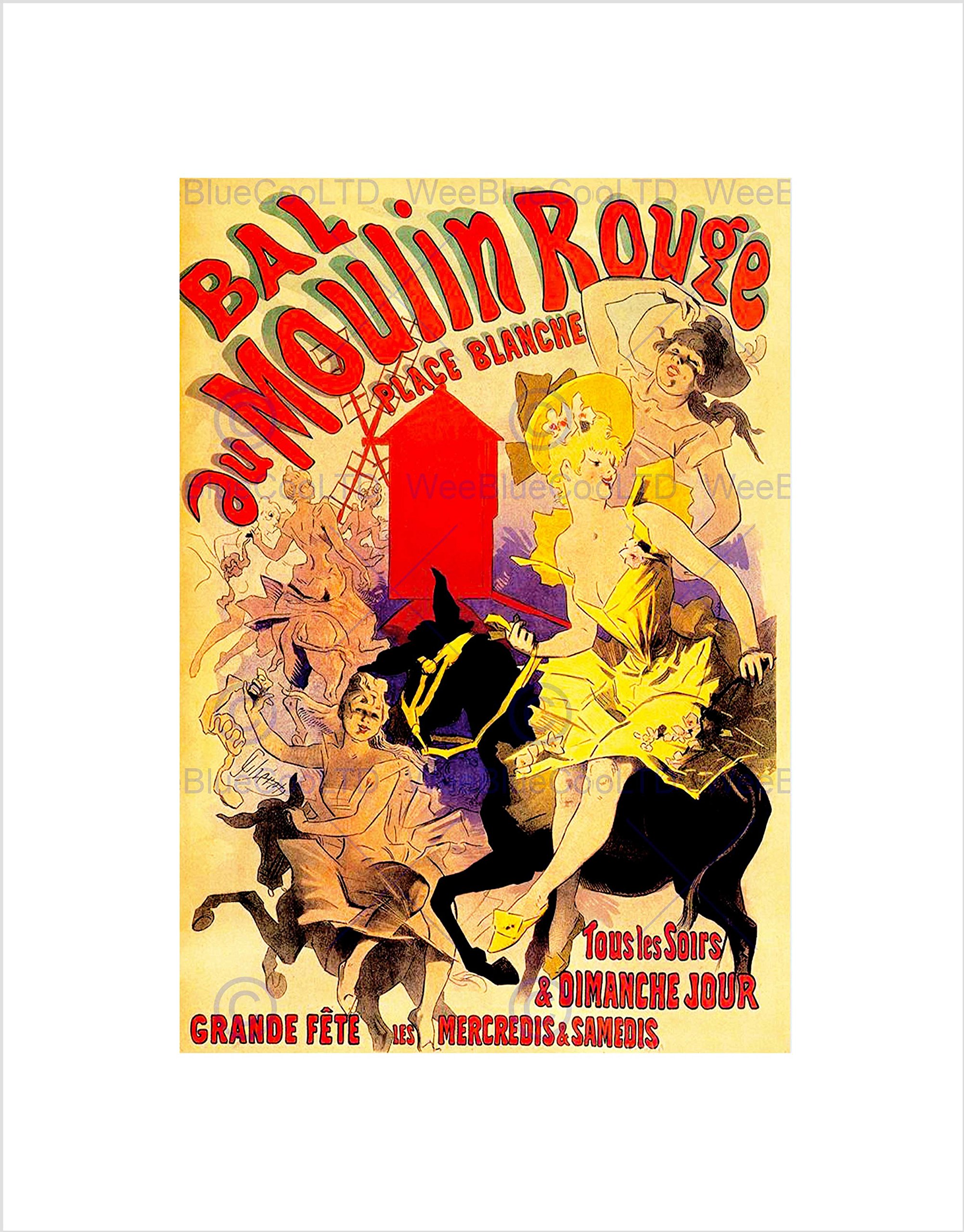 Wee Blue Coo VINTAGE ADVERT MOULIN ROUGE DANCERS NEW BLACK FRAMED ART PRINT PICTURE B12X11460