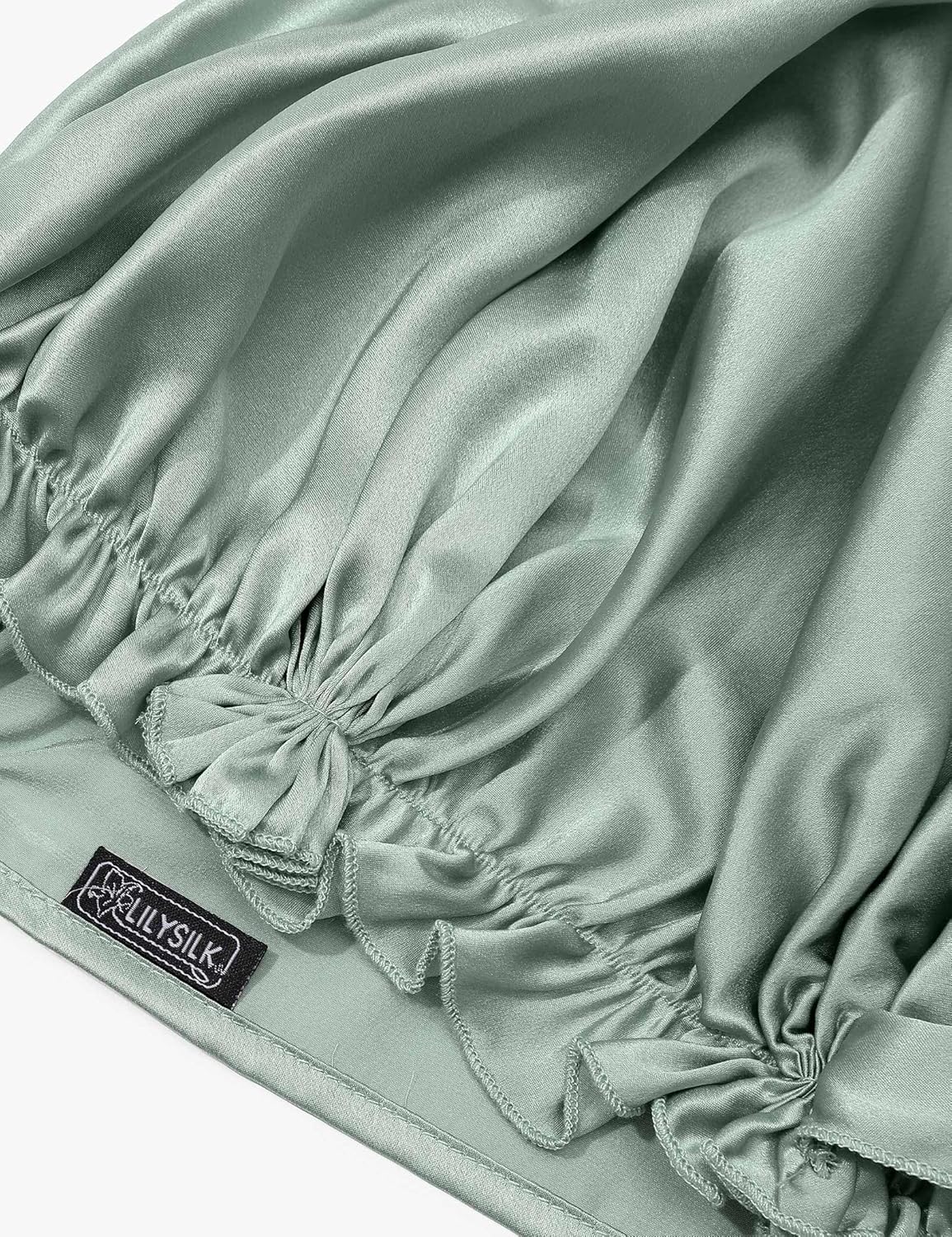 LilySilk Silk Bonnet for Sleeping Womens Sleep Cap 100% 19MM Mulberry Silk for Long Curly Hair Adjustable Stretchy Avocado Green - Image 6